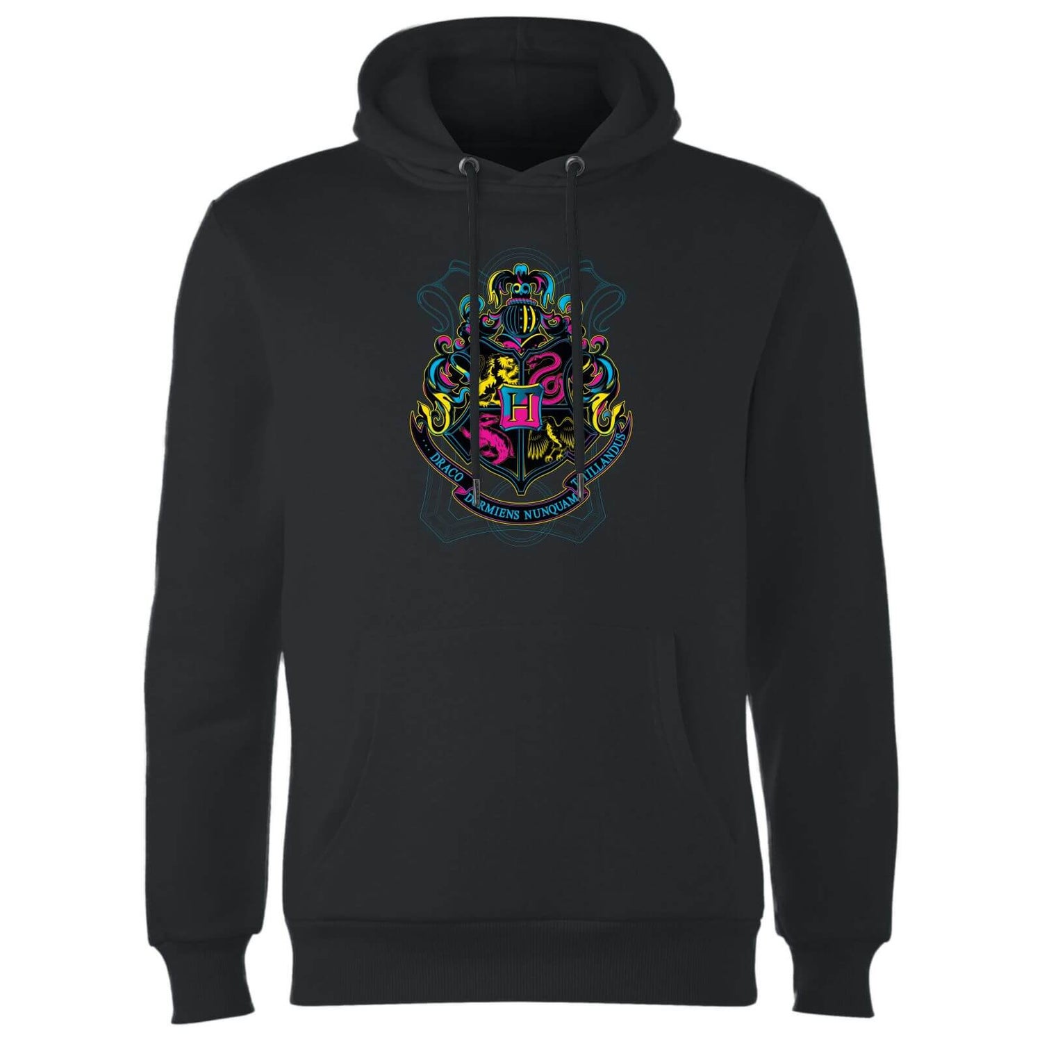 Harry Potter Neon Hogwarts Crest Hoodie Black Clothing Zavvi UK