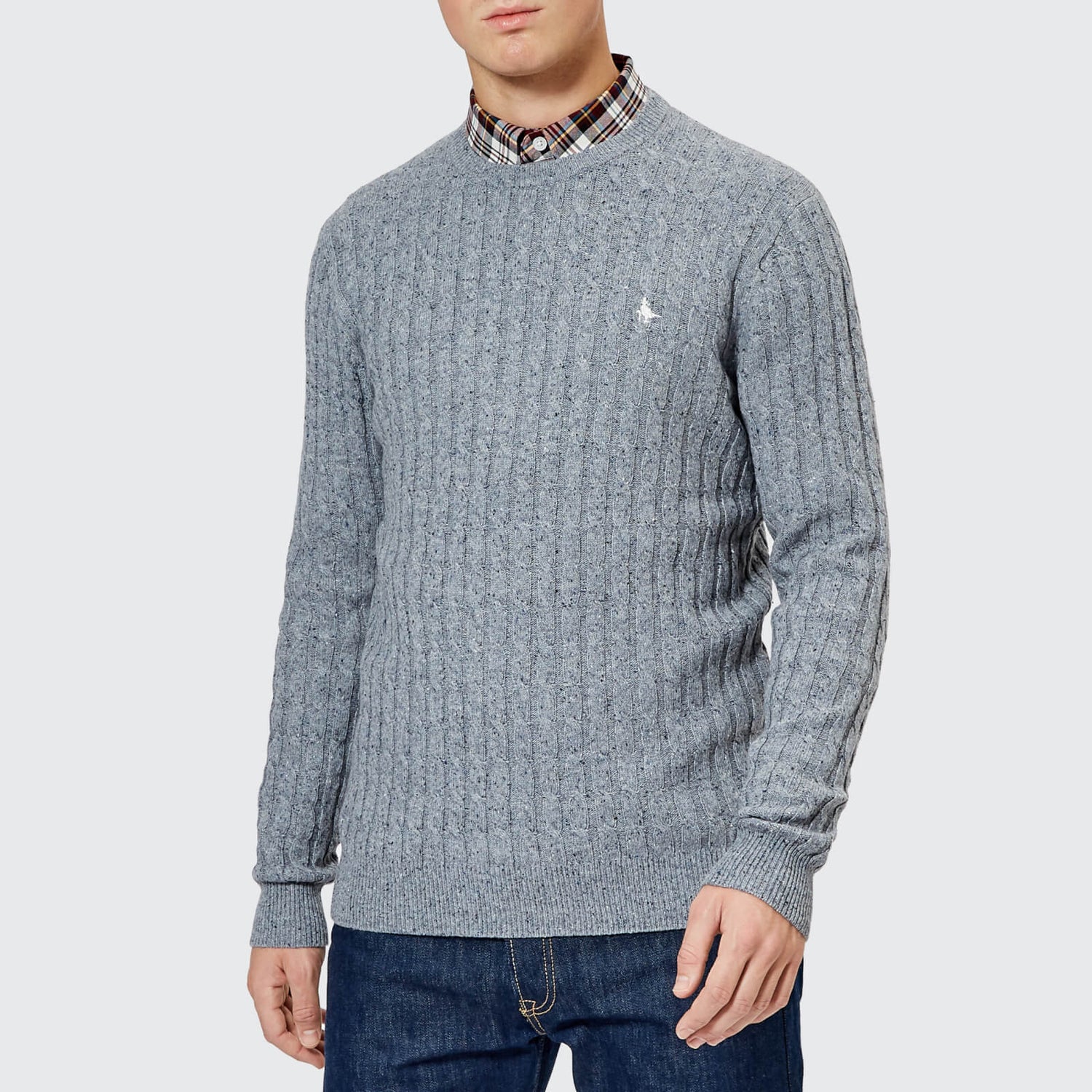 Jack Wills Men s Marlow Cable Knit Jumper Grey Marl