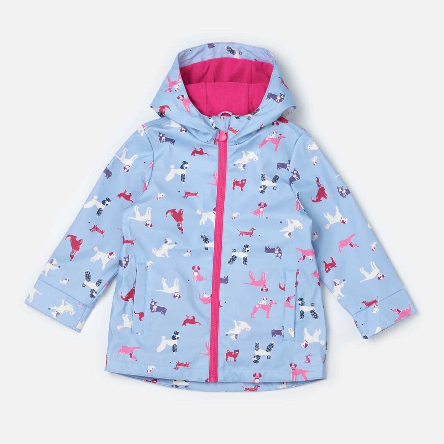 Joules Girls Raindance Waterproof Coat Sky Blue Dog TheHut