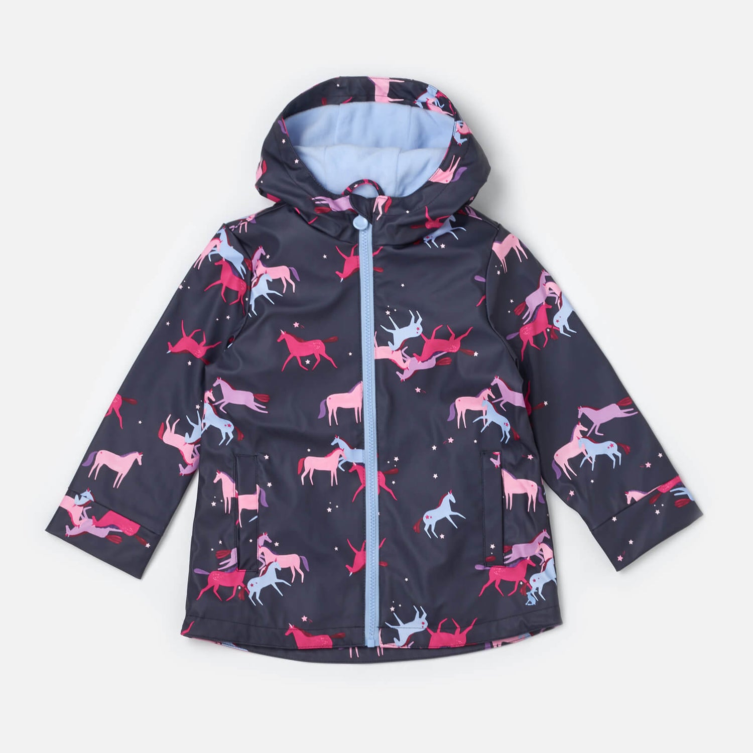 Joules Girls Raindance Waterproof Coat Navy Magic Unicorn TheHut