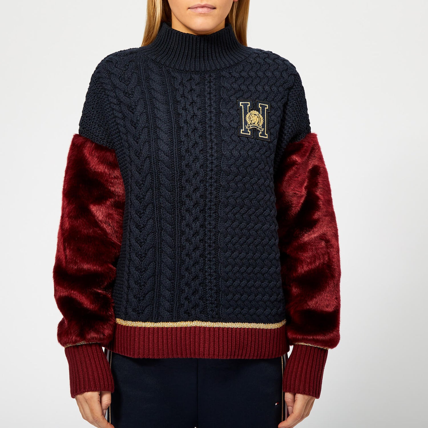 Tommy Hilfiger Women s Icons Tiah Mock Neck Jumper Navy TheHut