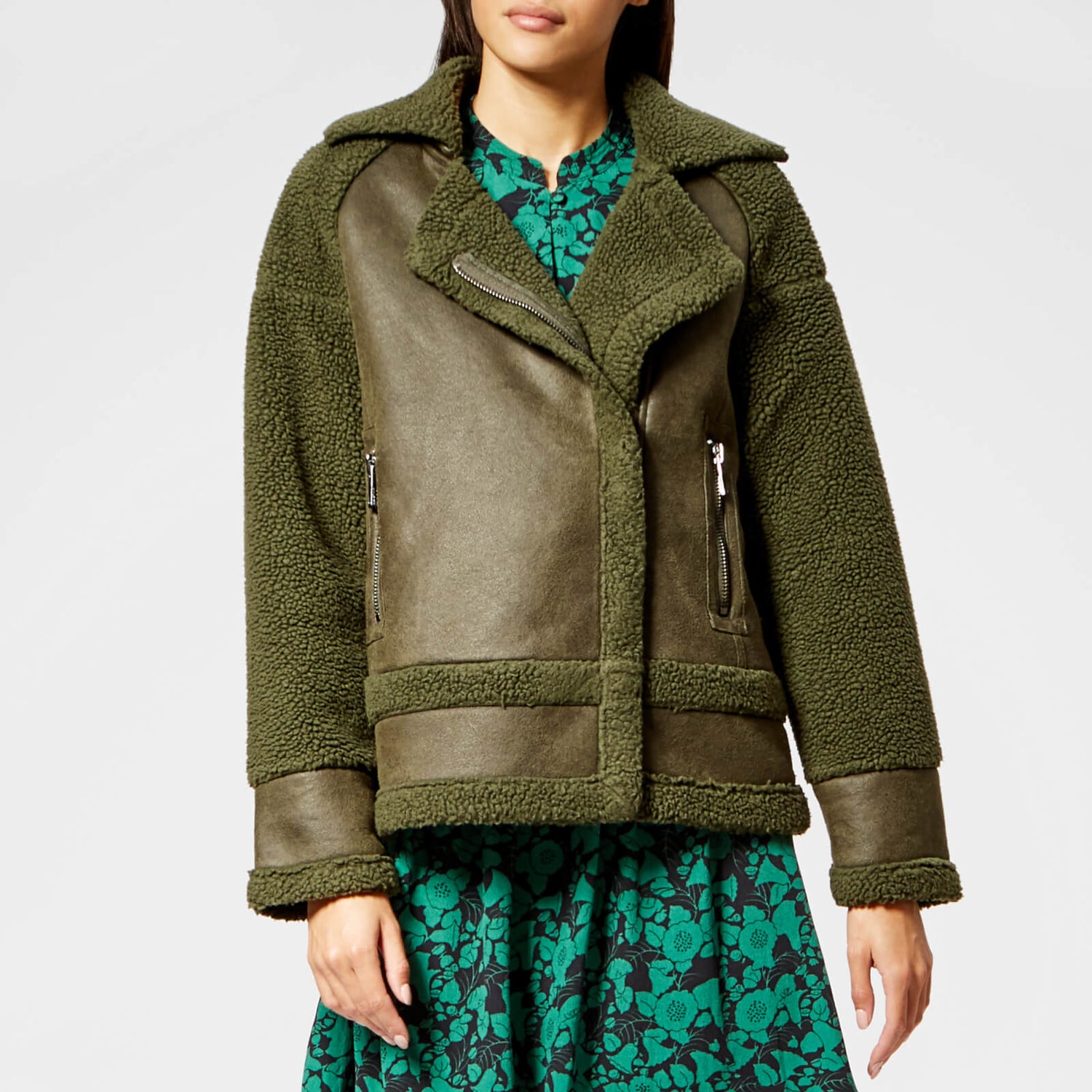 Whistles Women's Biker Coat Khaki