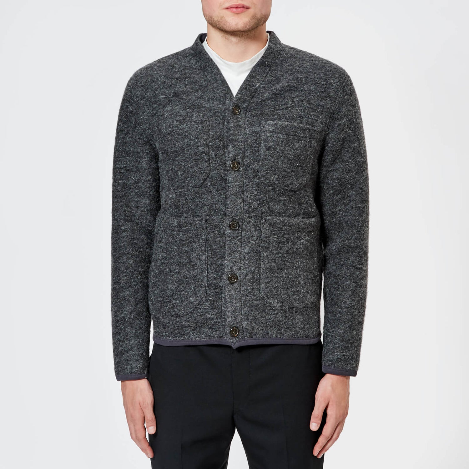 Wool Fleece Cardigan - Navy 