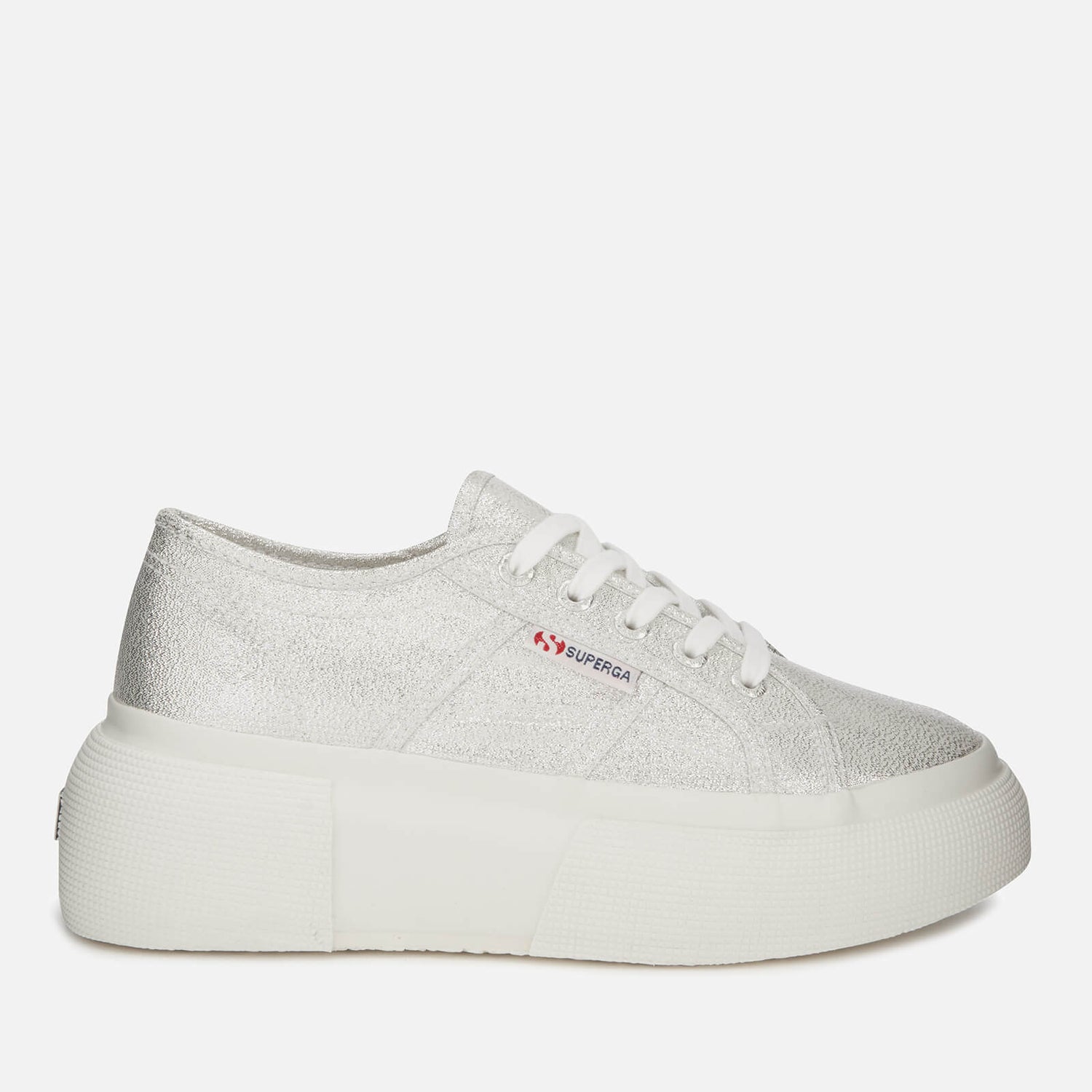 silver superga flatforms