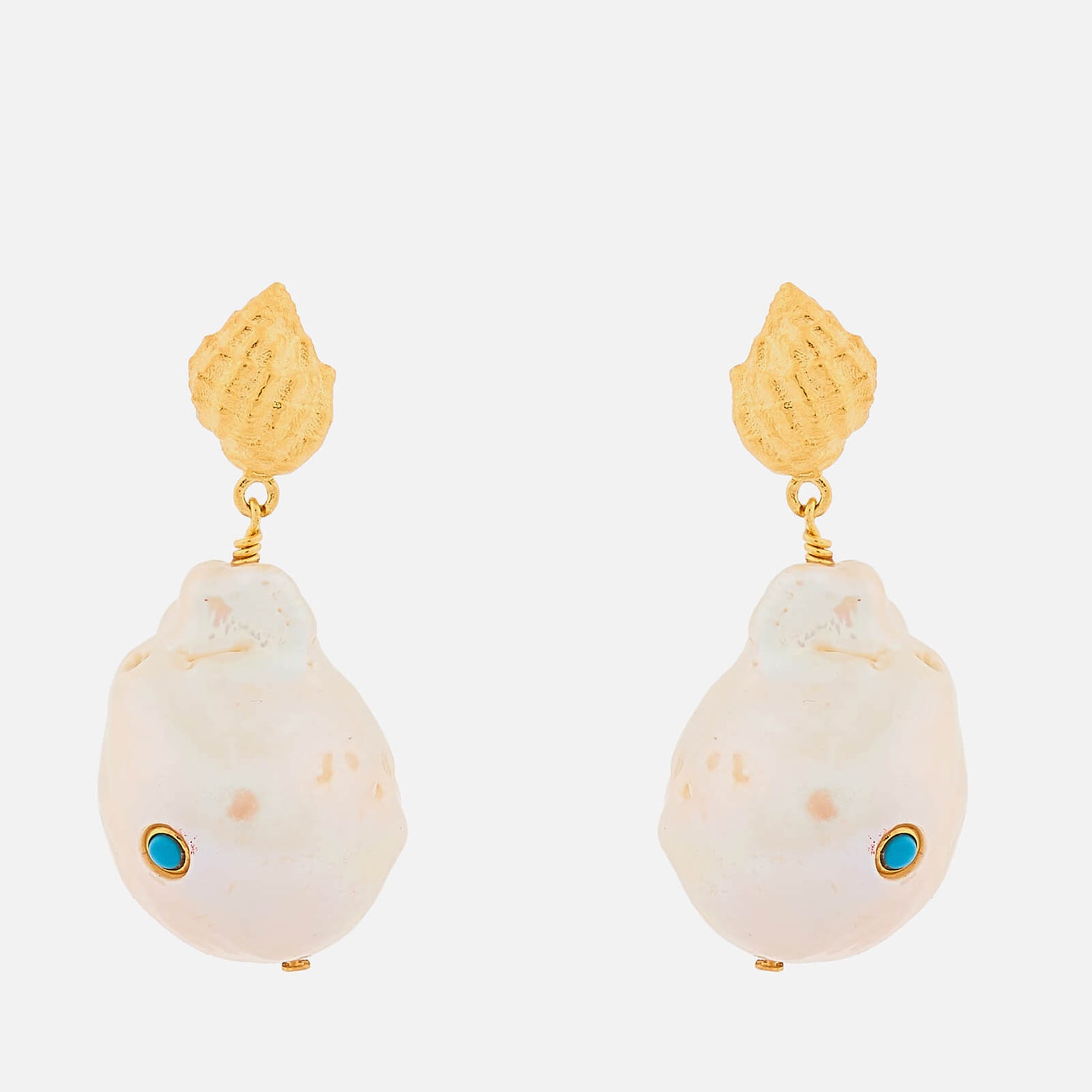 Anni Lu Women's Baroque Pearl Shell Earrings - Turquoise