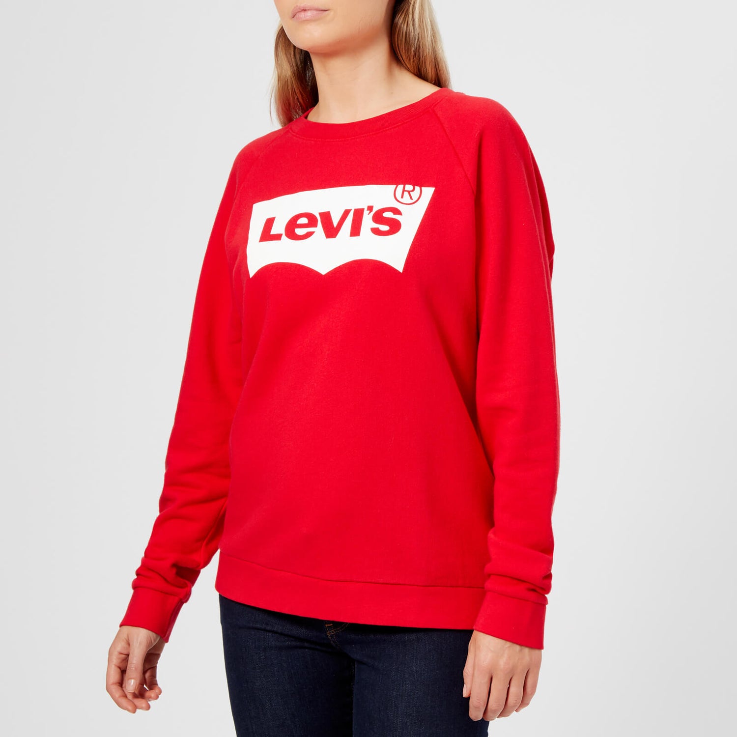 Levi's Women's Relaxed Graphic Crew Neck Jumper - Better Fleece Housemark  Chinese Red 