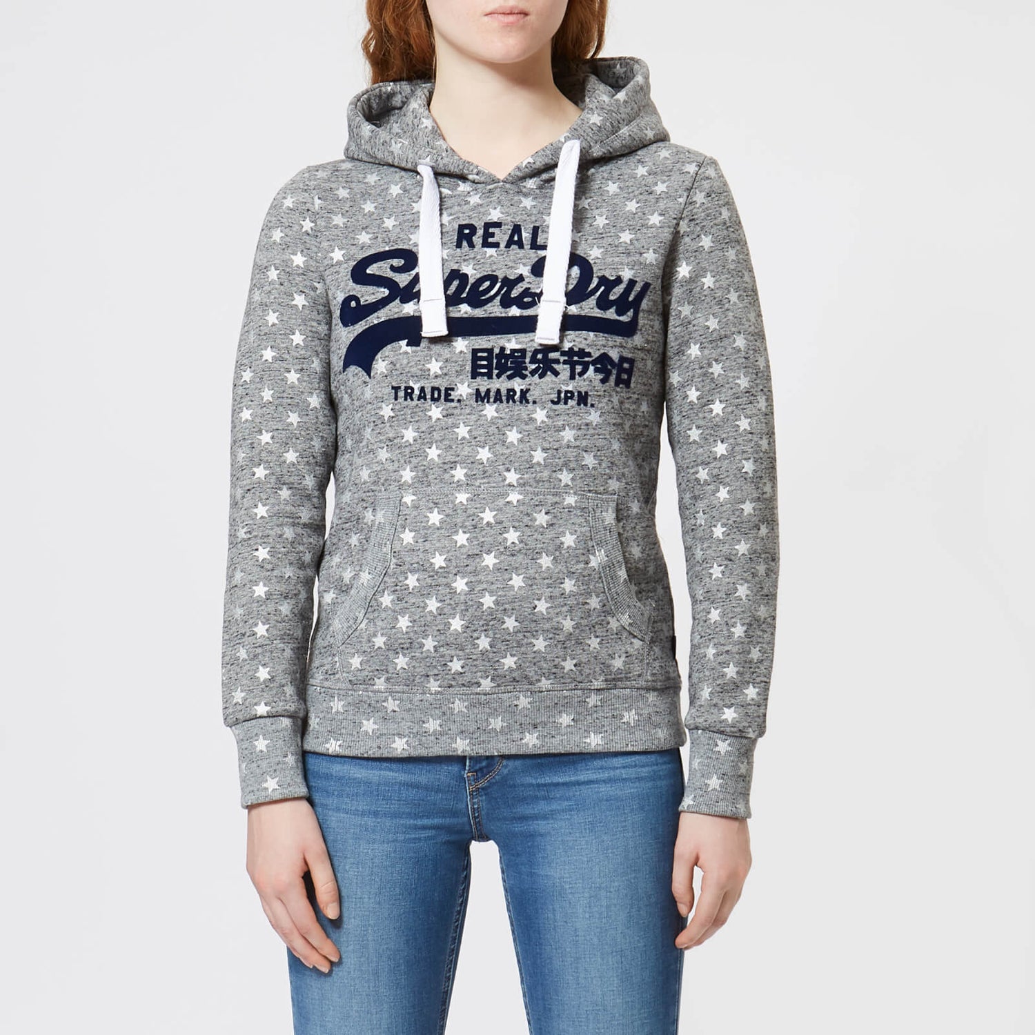 Superdry Women s Vintage Logo Star Aop Entry Hoodie Grey Rugged TheHut