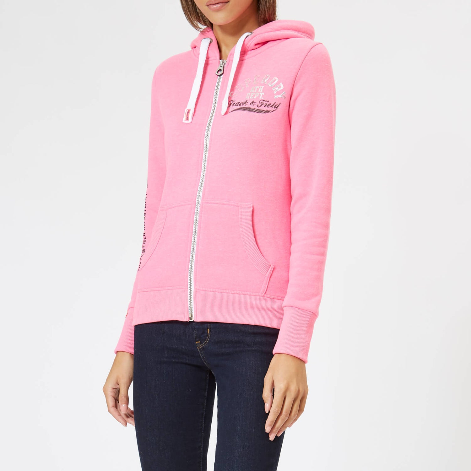 Superdry Women s Track Field Zip Hoodie Track Hot Pink TheHut