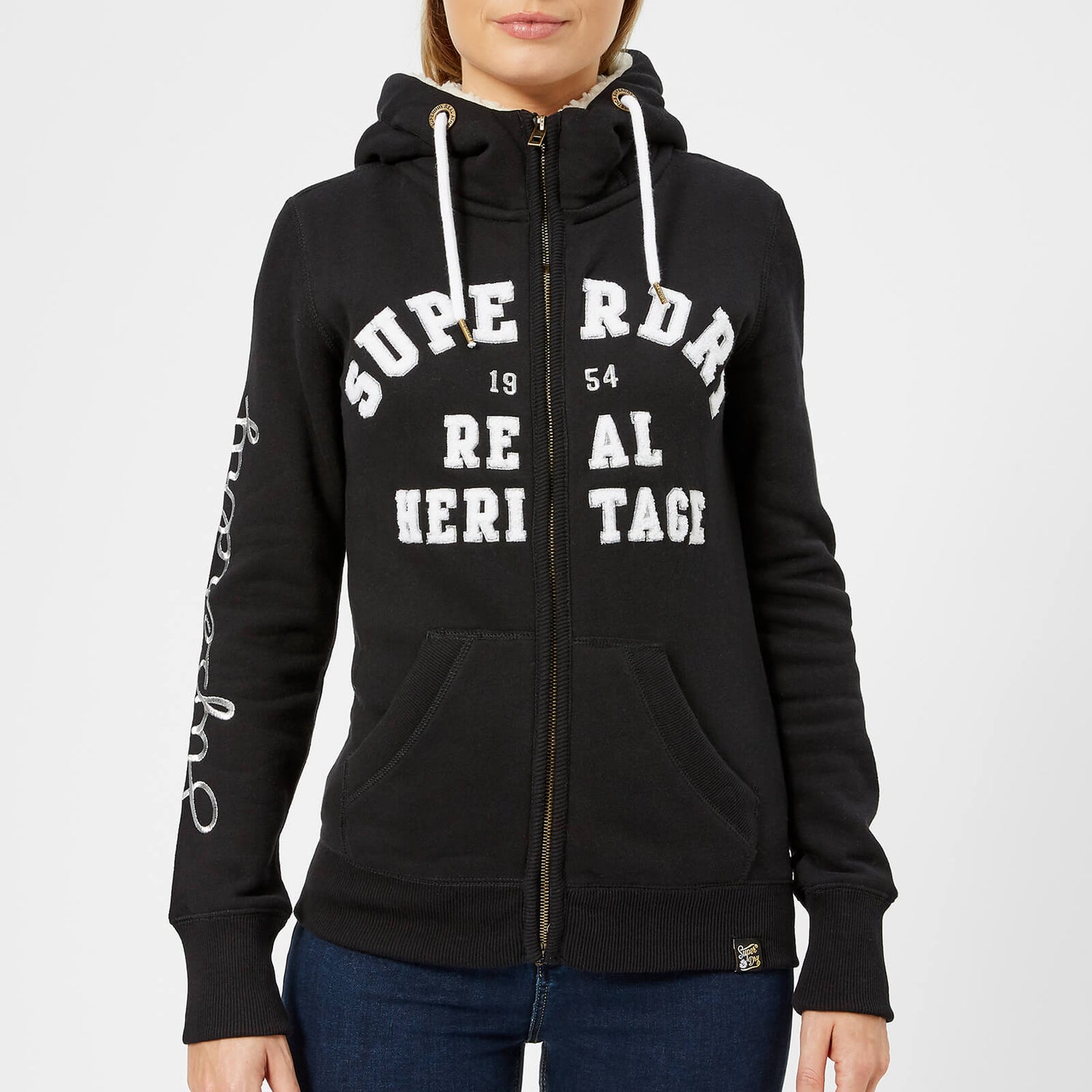 Superdry Women s Aria Applique Zip Hoodie Black TheHut