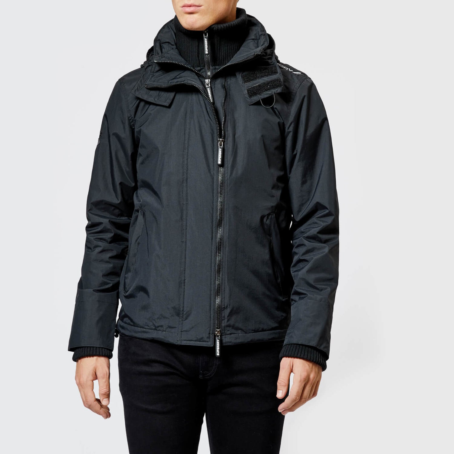 Superdry Men s Arctic Hood Popzip Windcheater Jacket Black TheHut