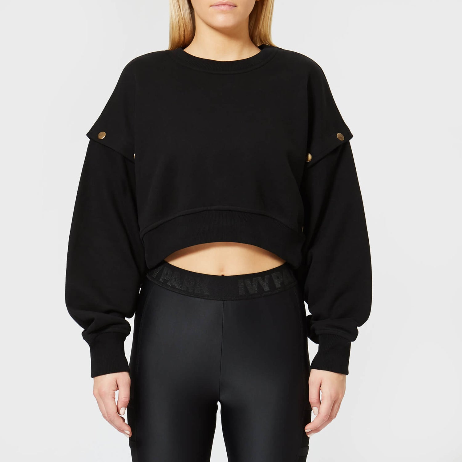 Ivy Park Women s Armour Poppers Crop Sweatshirt Black TheHut