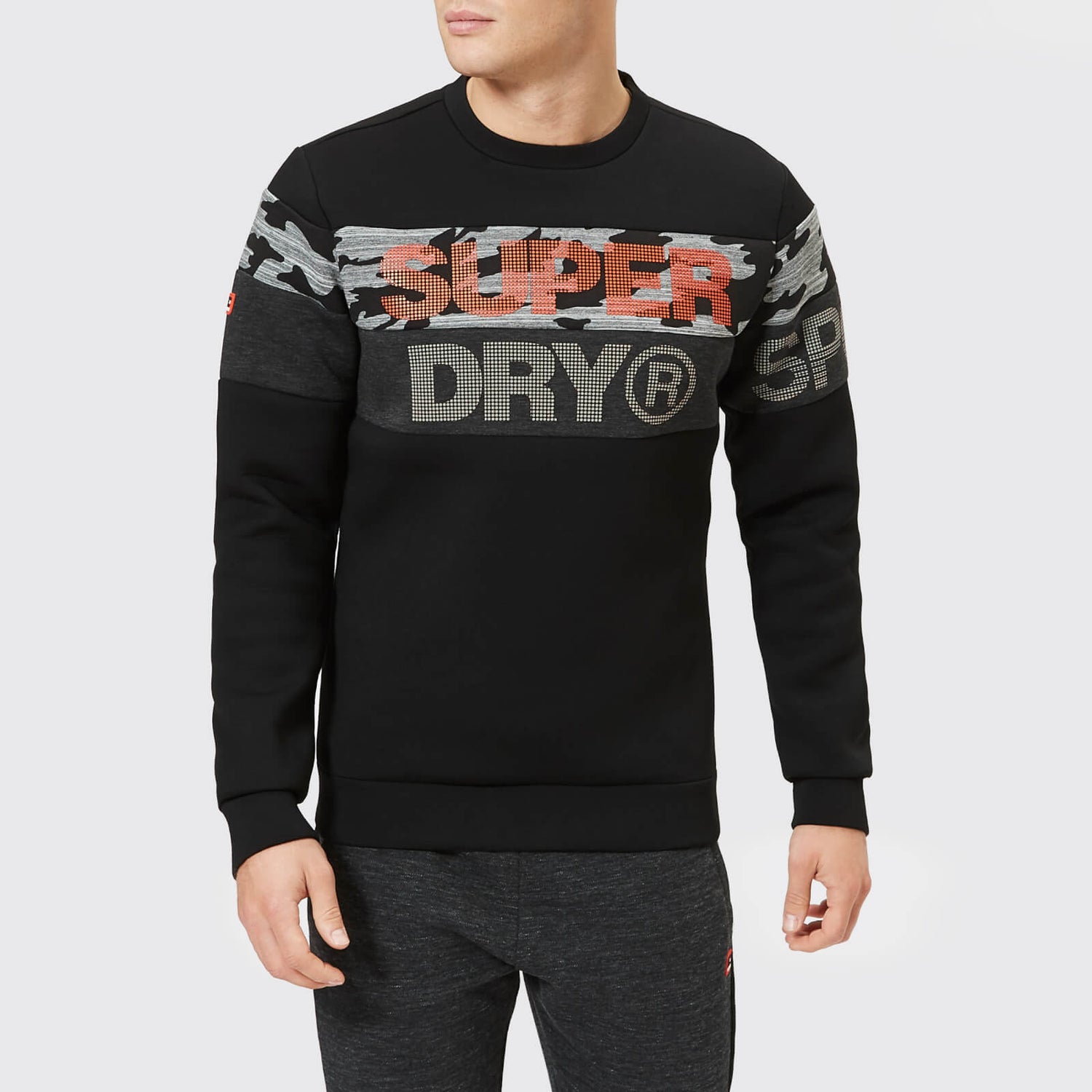 Superdry Sport Men s Gym Tech Cut Crew Neck Sweatshirt Black Camo TheHut