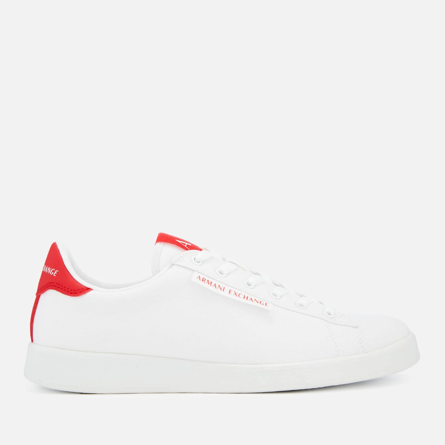 Armani Exchange Men s Canvas Low Top Trainers White Red TheHut