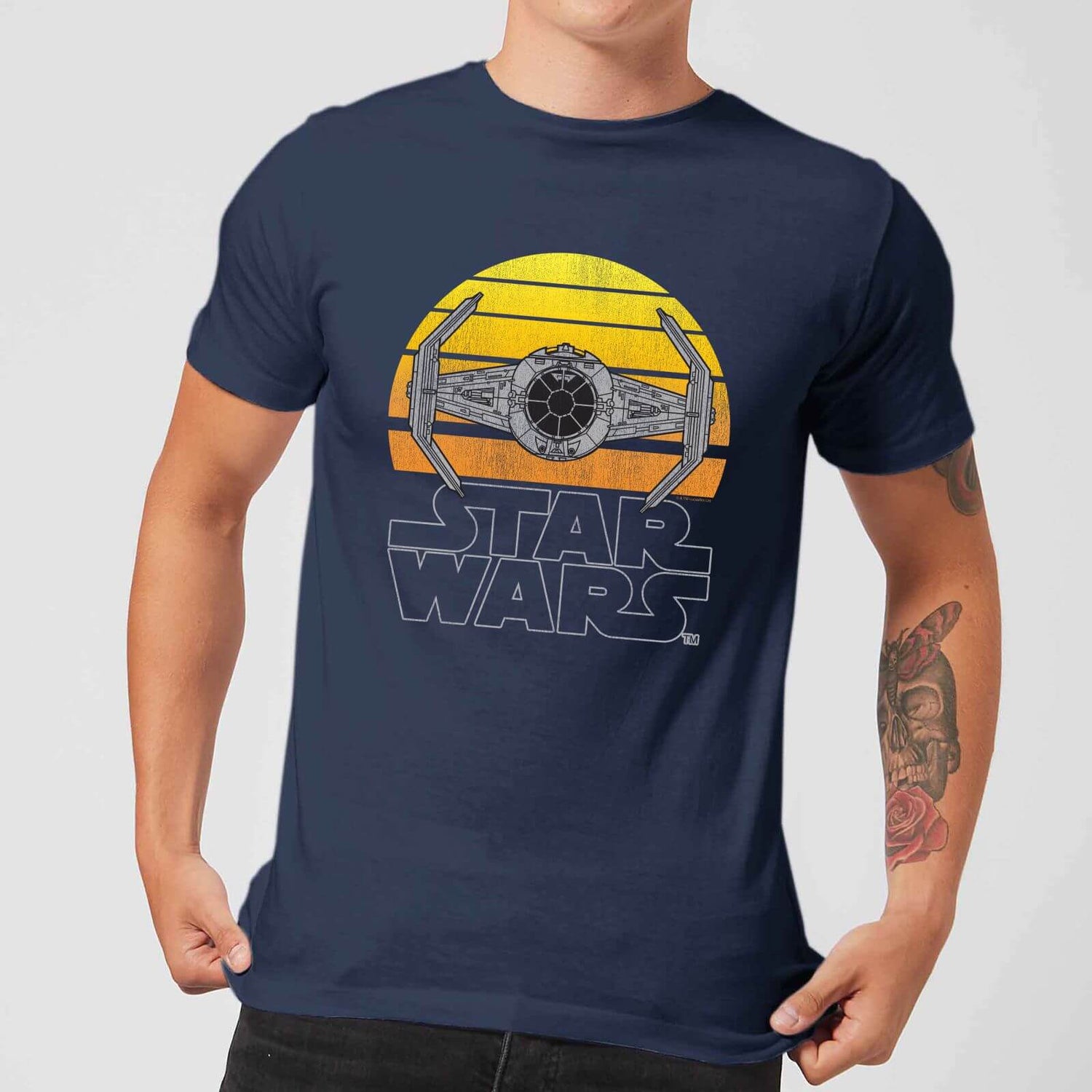 Star Wars Sunset Tie Men\'s T-Shirt - Navy Clothing - Zavvi UK