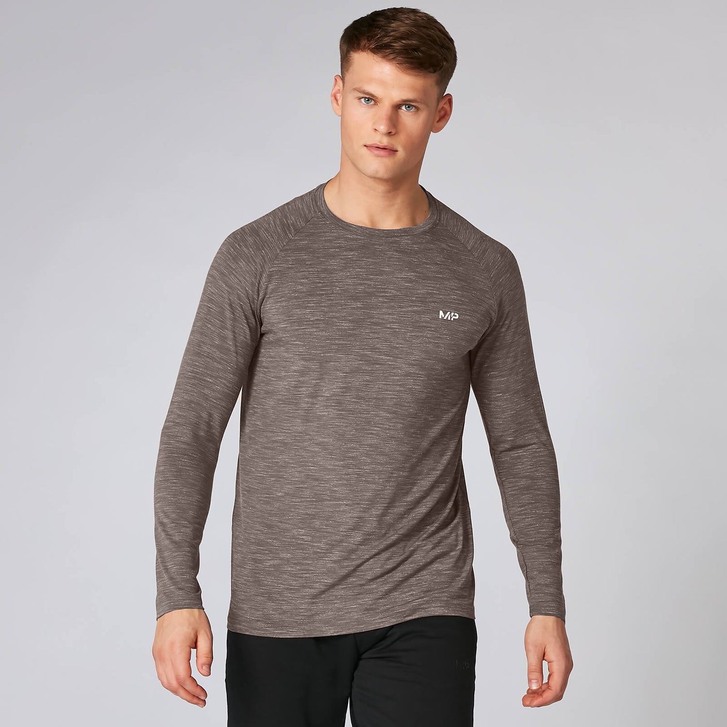 Buy Men's Performance Long-Sleeve T-Shirt | Driftwood Marl | MYPROTEIN™