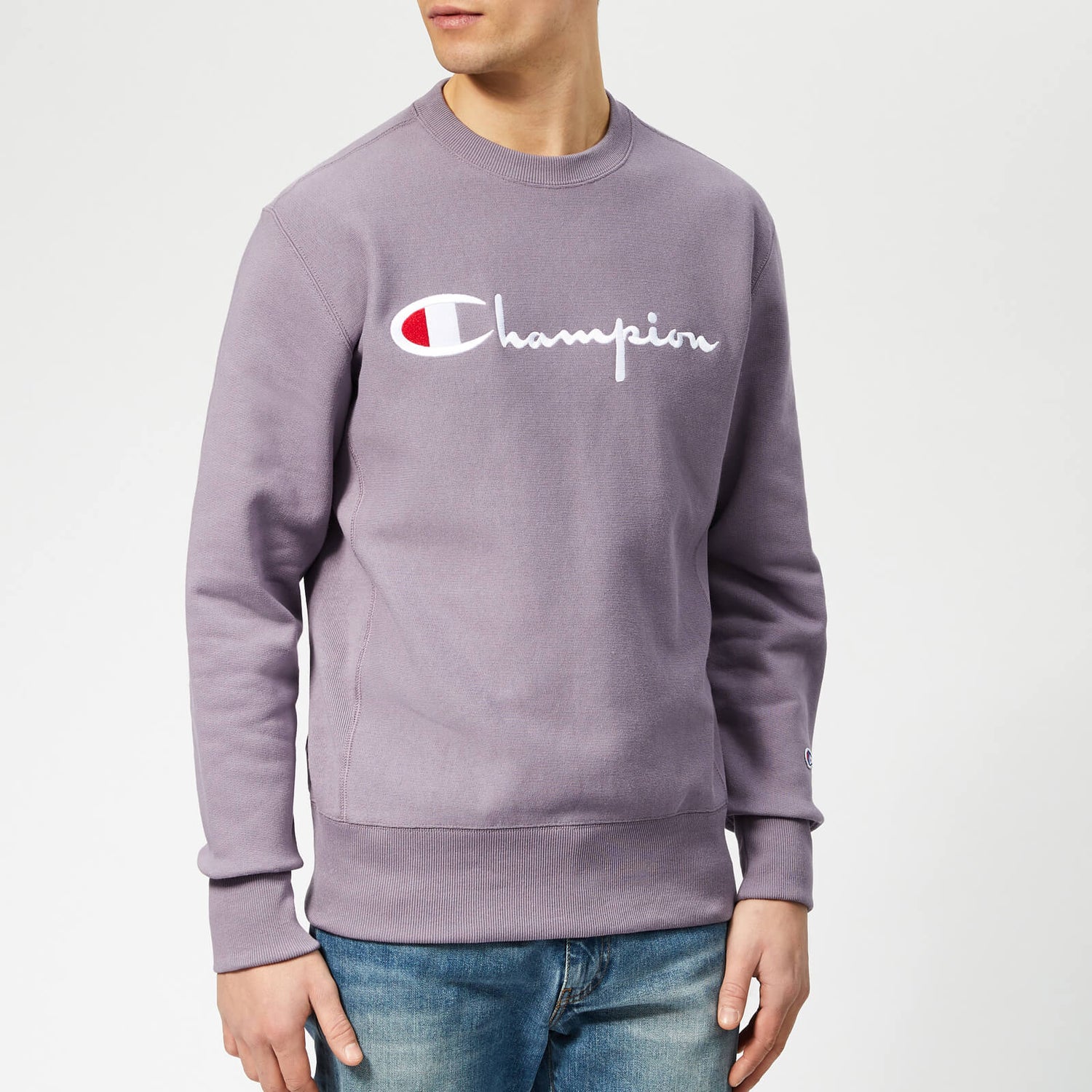 Champion Men's Crew Neck Script Sweatshirt - Purple | TheHut.com