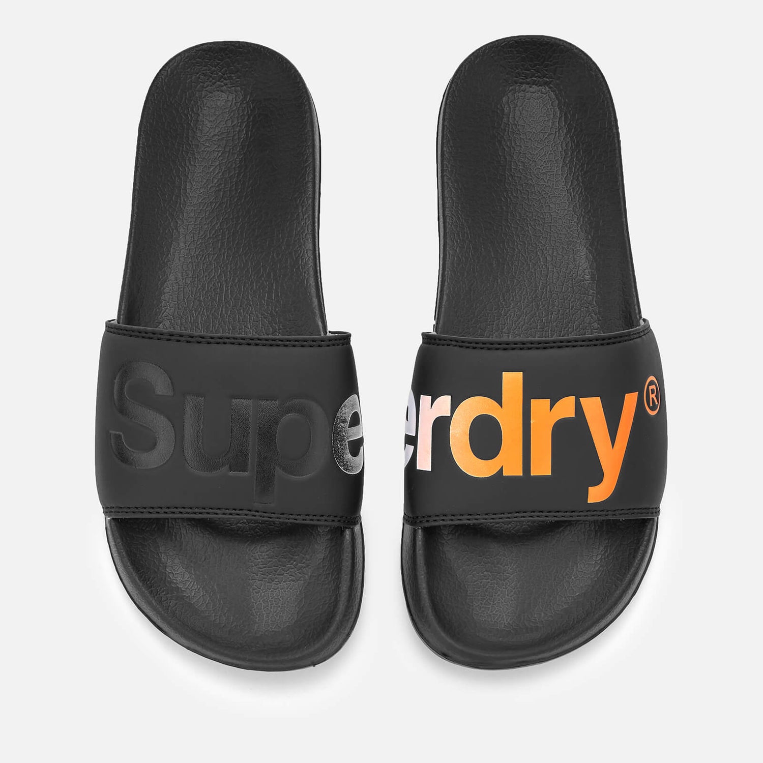 Superdry Men s Pool Slide Sandals Black Optic Hazard Orange