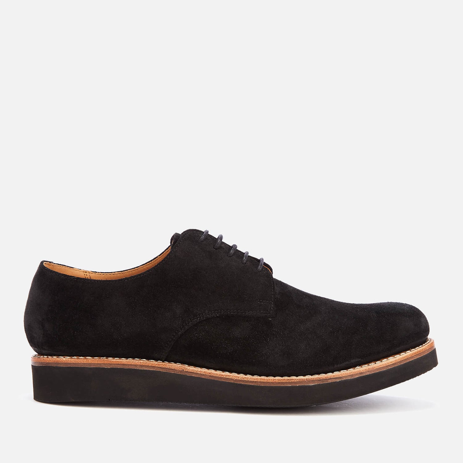 Grenson Men's Curt Suede Derby Shoes - Black - Free UK Delivery Available