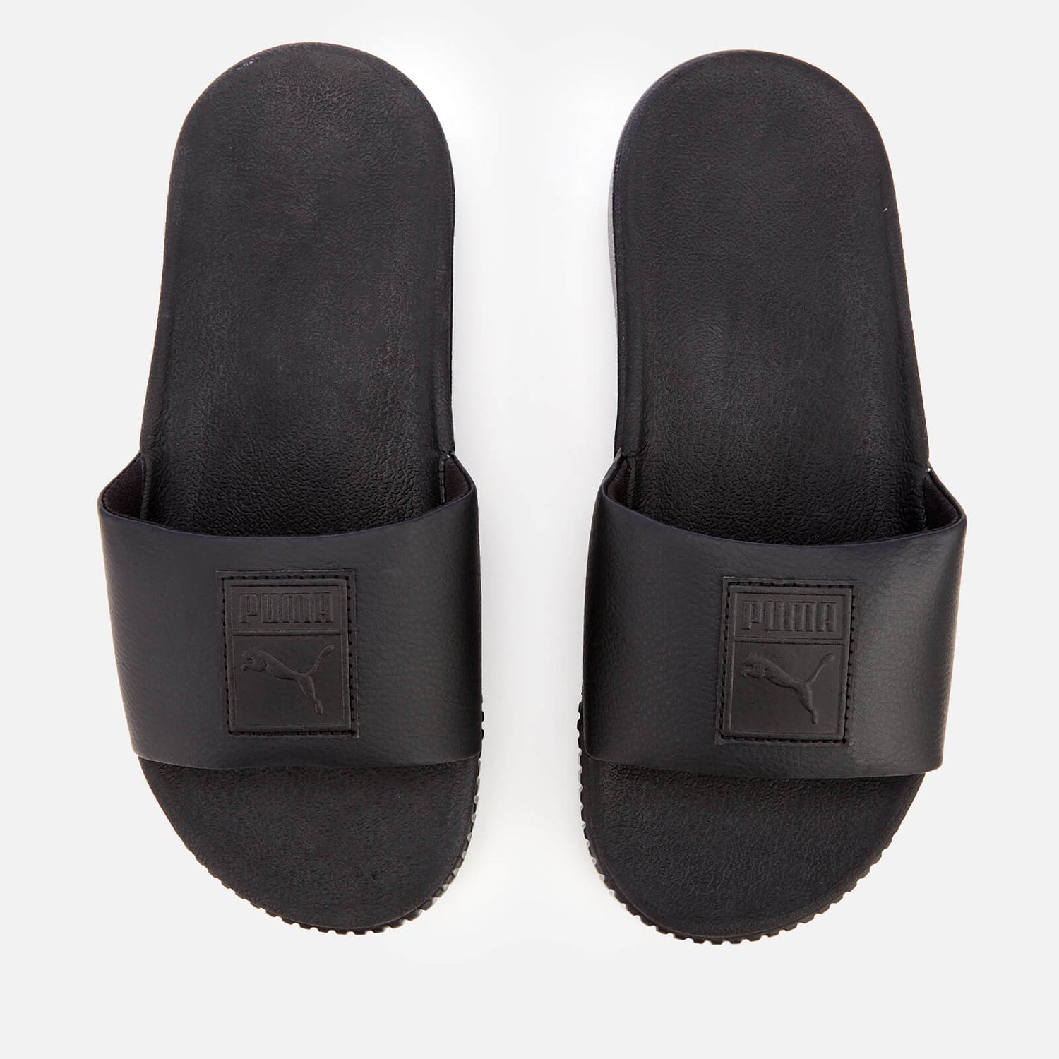 Puma black platform slides sale