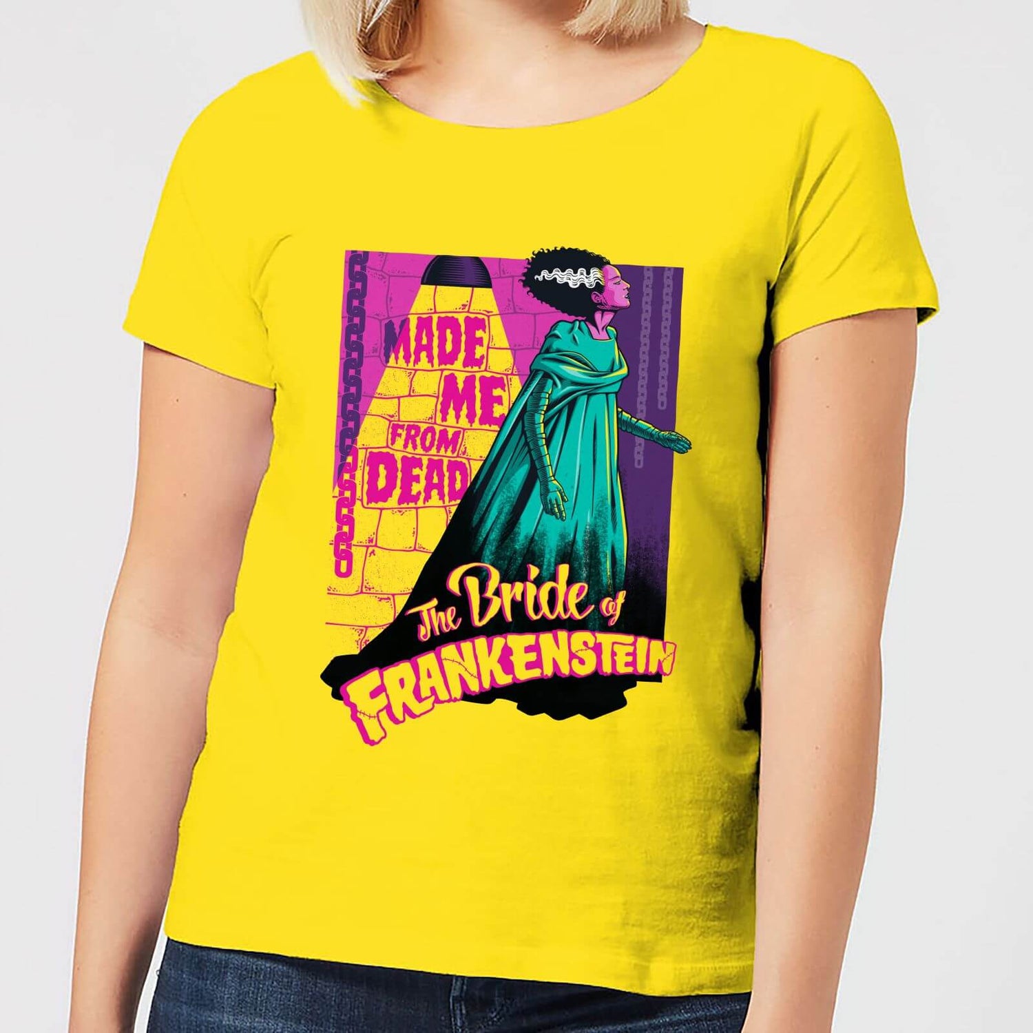 T-Shirt Femme Rétro La Fiancée de Frankenstein - Universal Monsters - Jaune