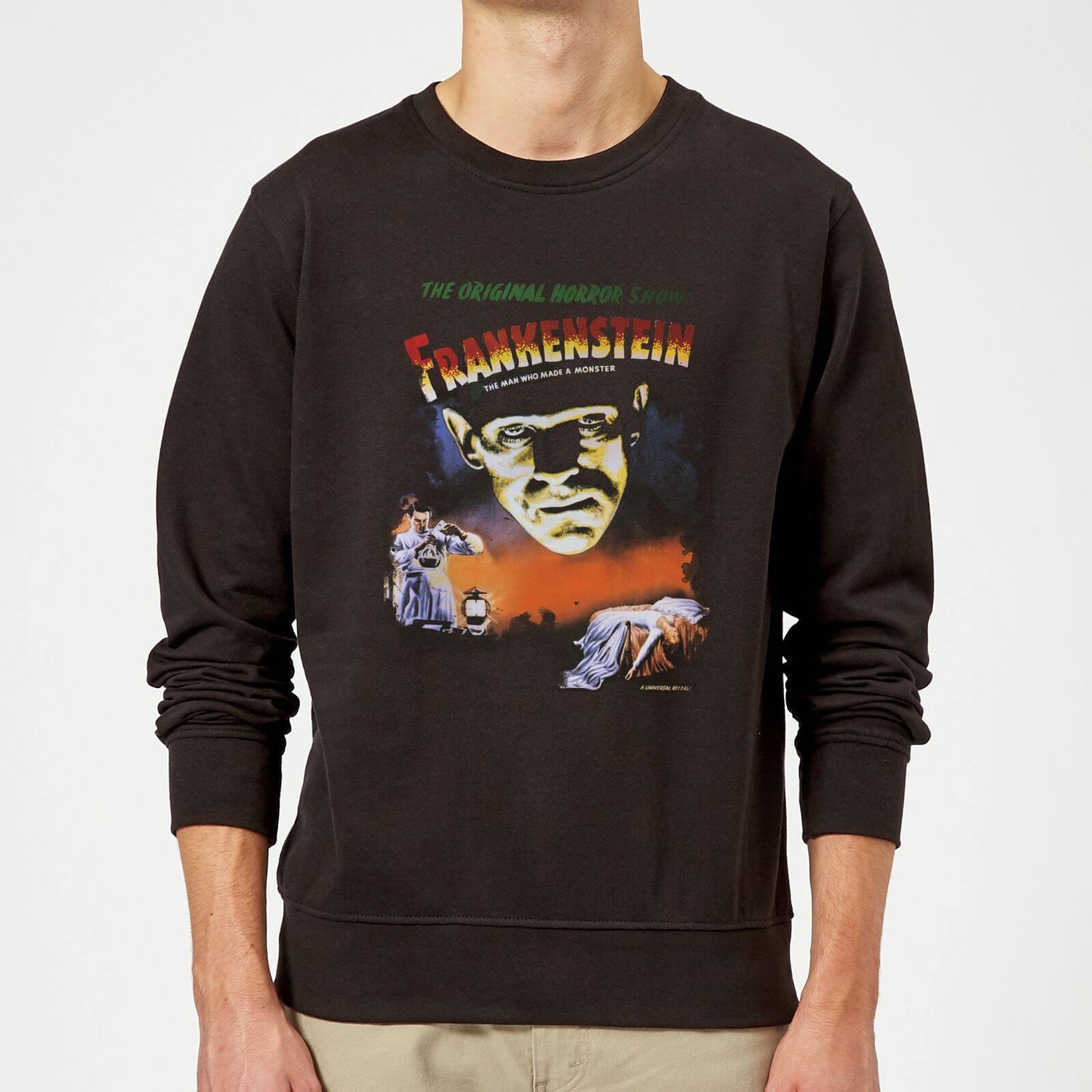 Universal Monsters Frankenstein Vintage Poster Sweatshirt - Black