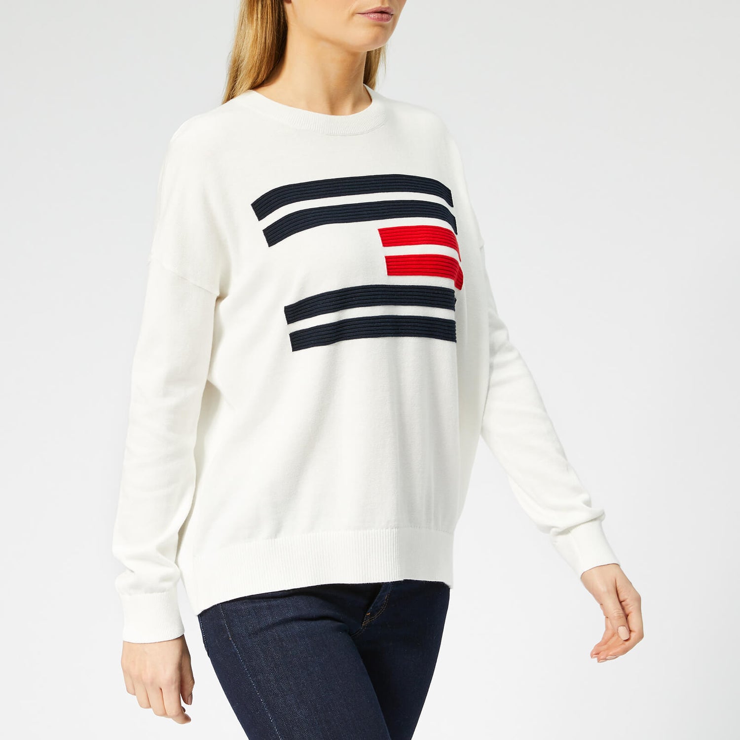 Tommy Hilfiger Women s Essential Flag Crewneck Sweater Snow White TheHut