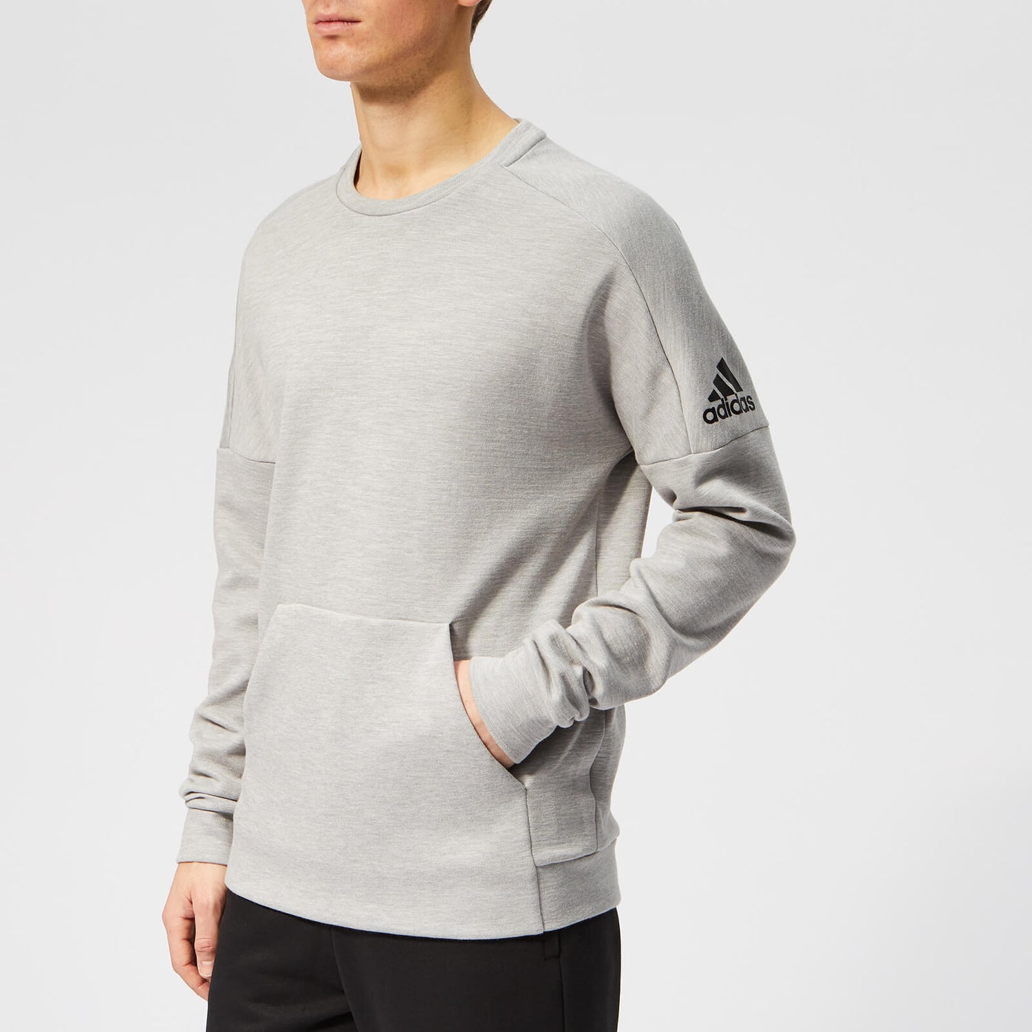 adidas Men s ID Stadium Crew Neck Sweatshirt Grey Heather TheHut