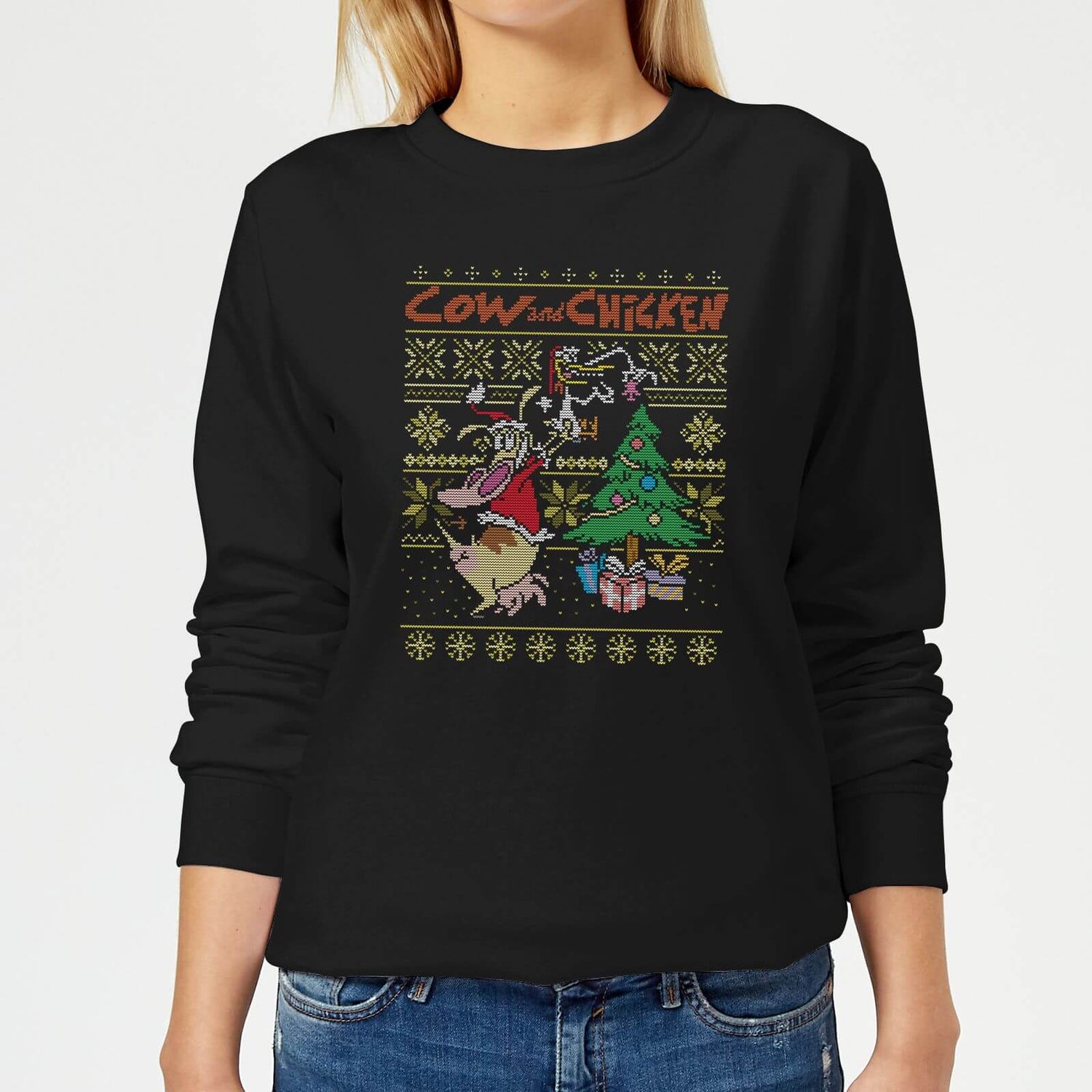 Womens cow christmas sweater sale