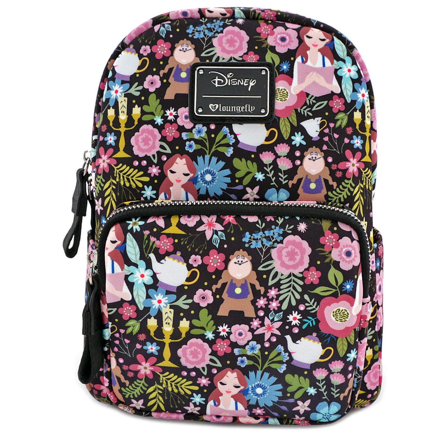 Loungefly Belle Beauty and The Beast Character Floral Print Mini Faux Leather Backpack