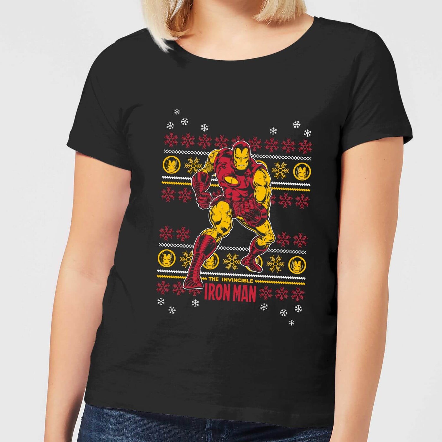 Marvel Iron Man Camiseta Navide a de Mujer Negra