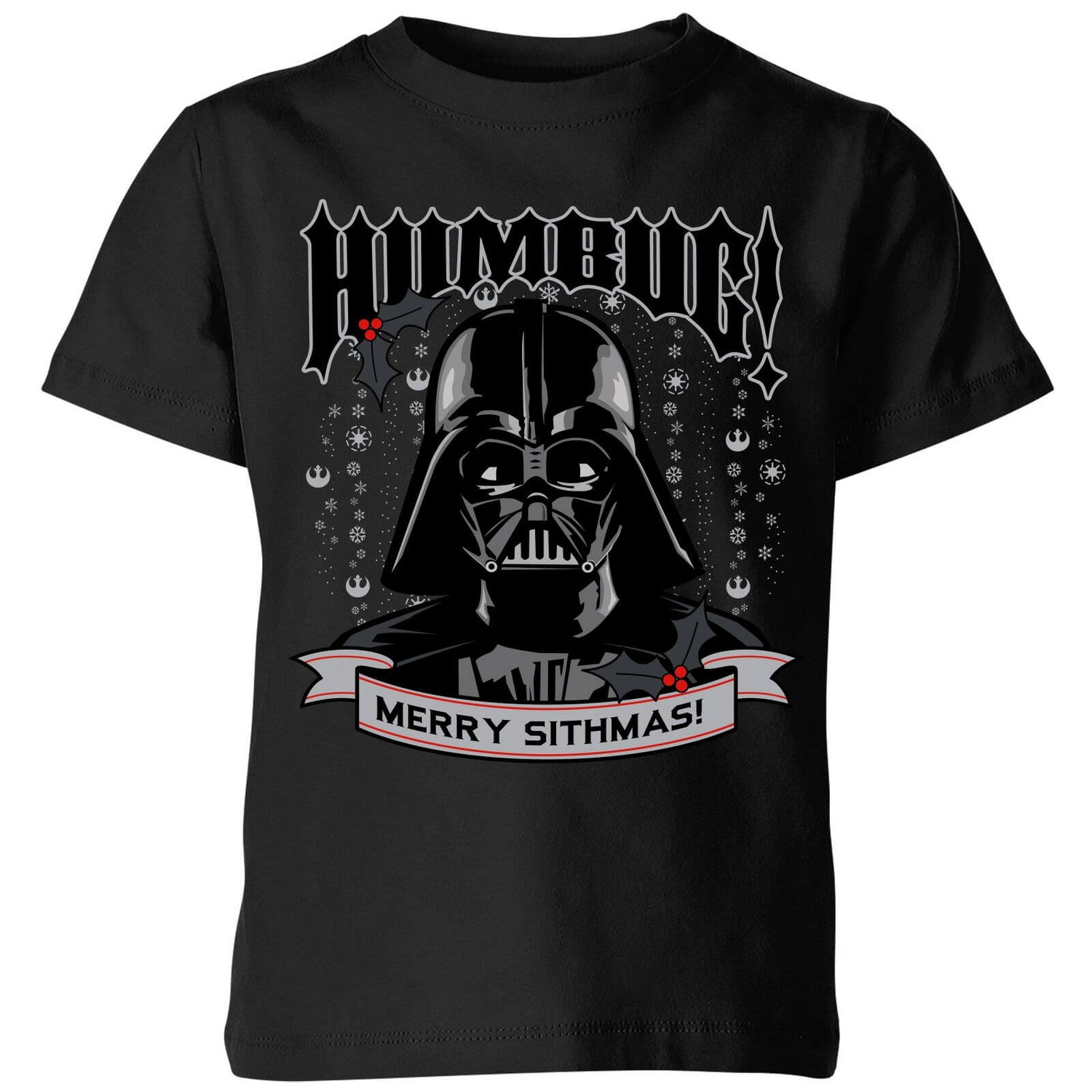 Star Wars Darth Vader Humbug Kids Christmas T Shirt Black