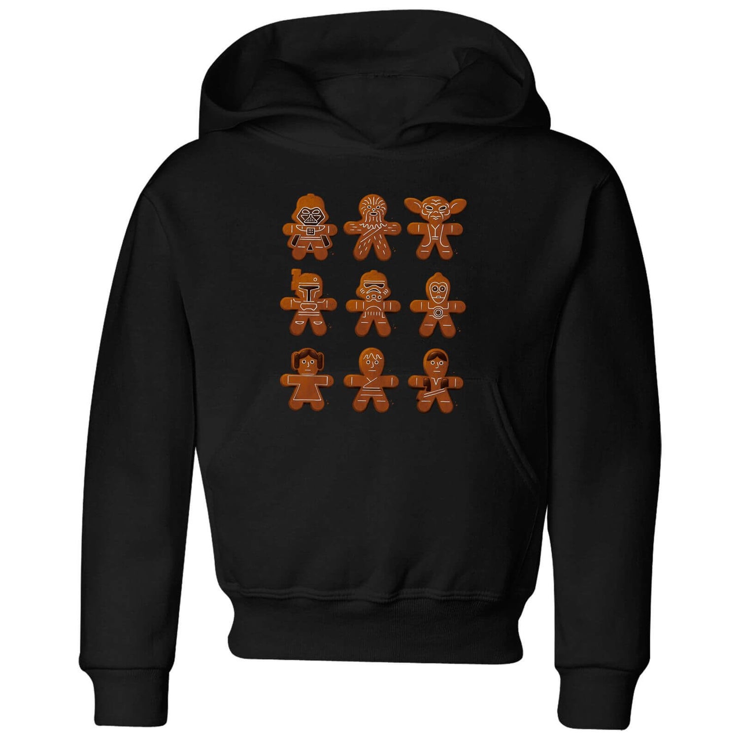 Star Wars Gingerbread Characters Kids Christmas Hoodie Black