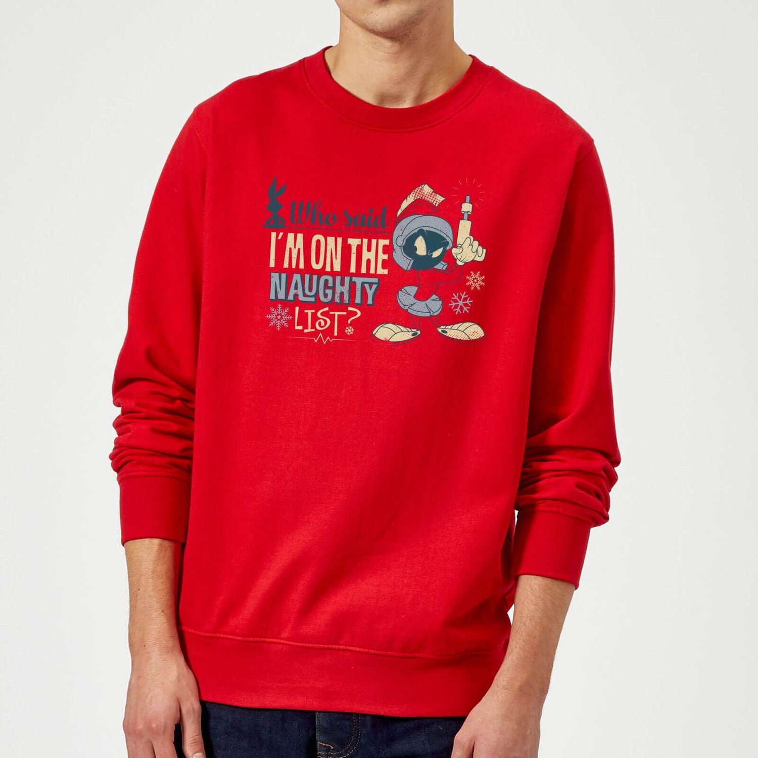 Looney Tunes Martian Who Said Im On The Naughty List Christmas Sweater Red Clothing Zavvi US