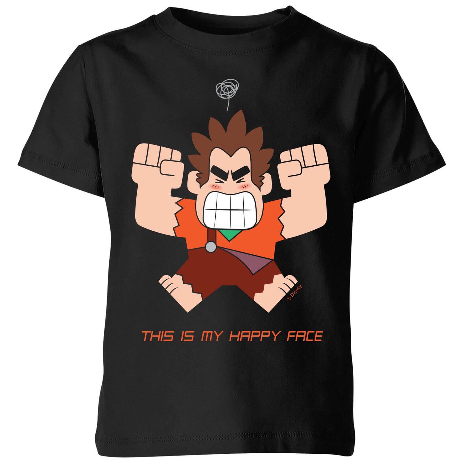 Wreck it Ralph This Is My Happy Face Kids T Shirt Black 3 4 Years