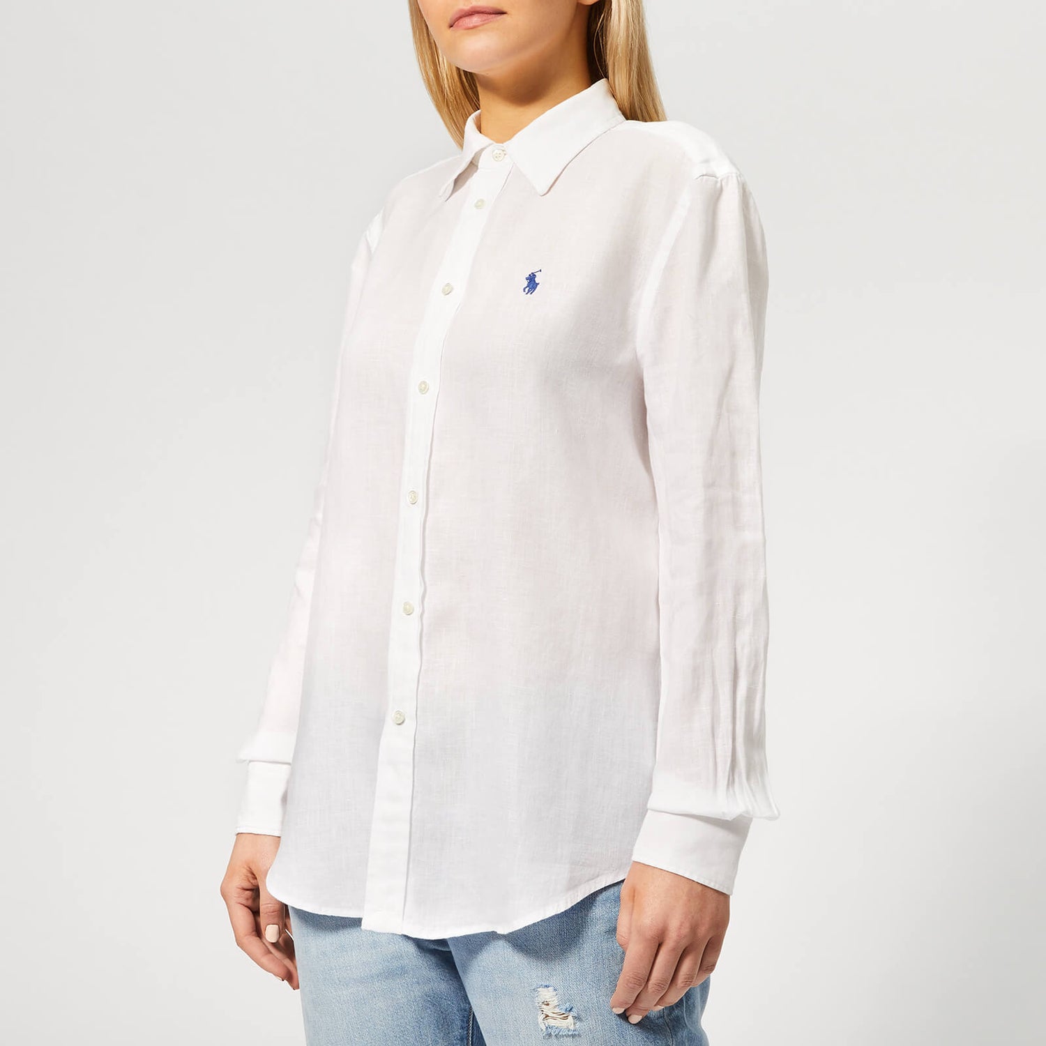 Polo Ralph Lauren Women's Relaxed Long Sleeve Shirt - White - Free UK ...