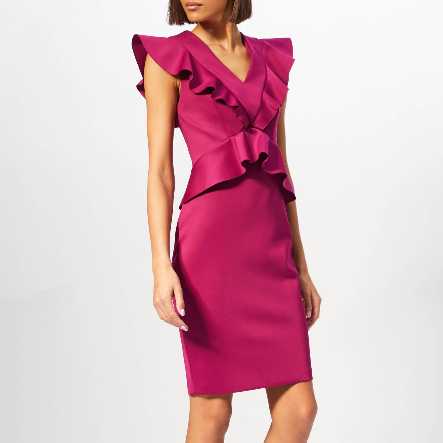 Ted Baker Women s Alair Ruffle Peplum Bodycon Dress Deep Pink TheHut
