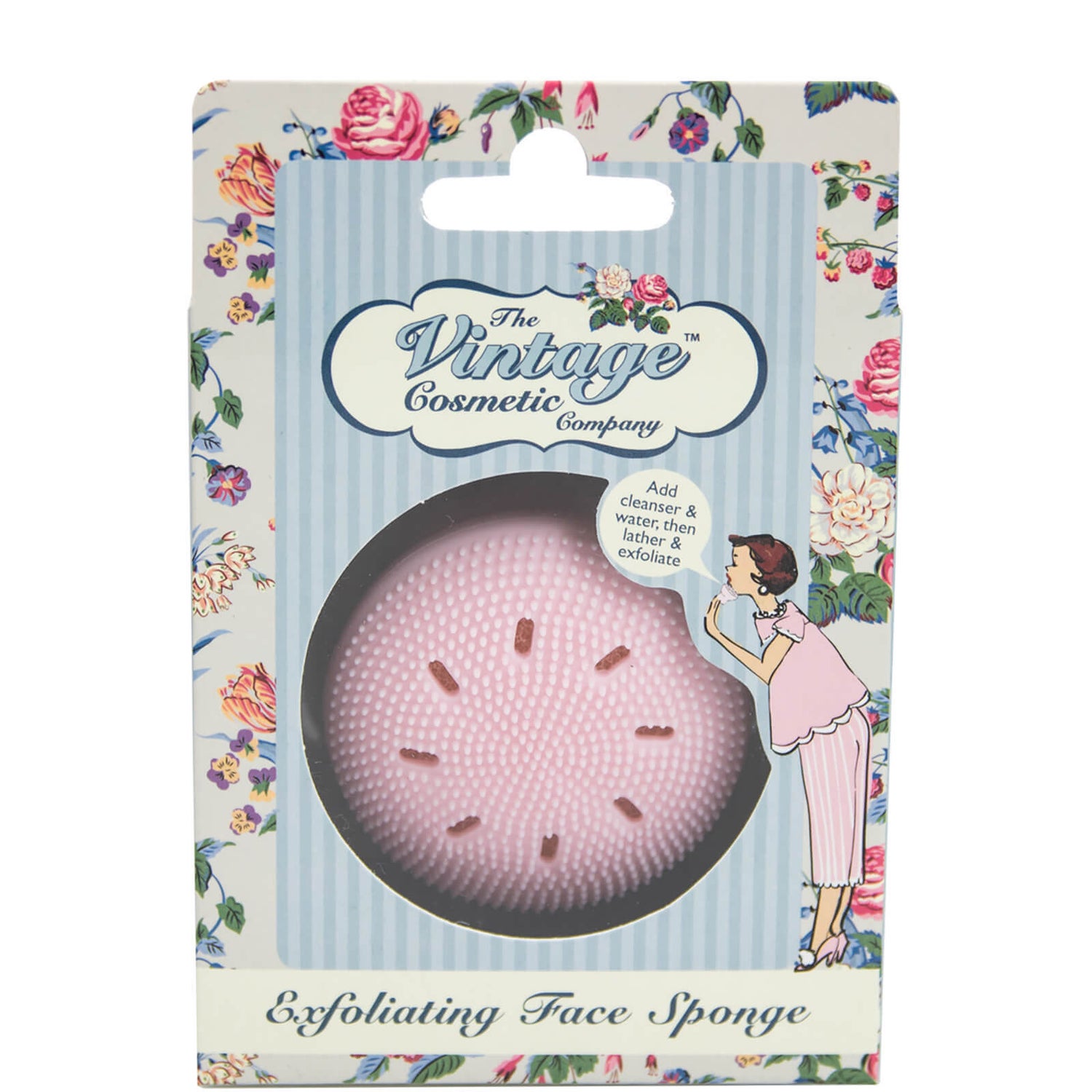 The Vintage Cosmetic Company Exfoliating Face Sponge Pink LOOKFANTASTIC