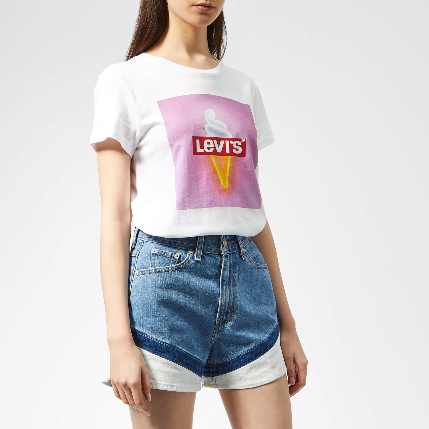 Levi's Women's The Perfect T-Shirt - Ice Cream Photo White 