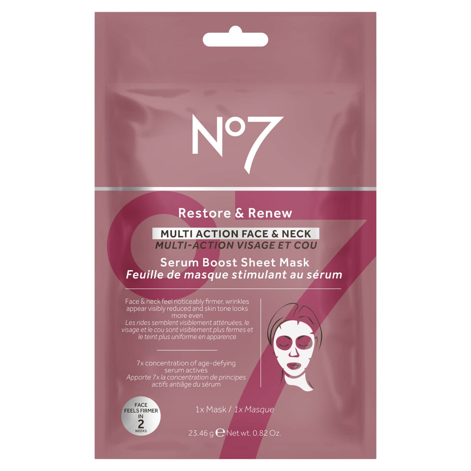 No7 Restore & Renew Multi Action Face & Neck Serum Boost Sheet Mask No7 US