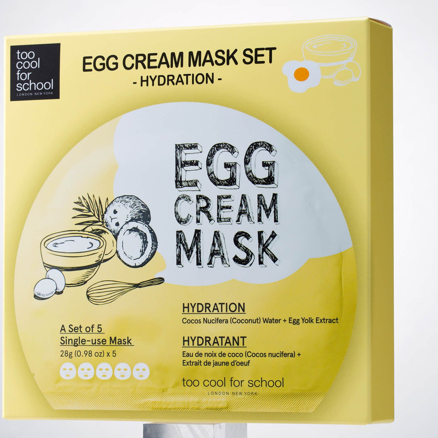 Too Cool For School Egg Cream Hydration Mask Set (5 Masks)
