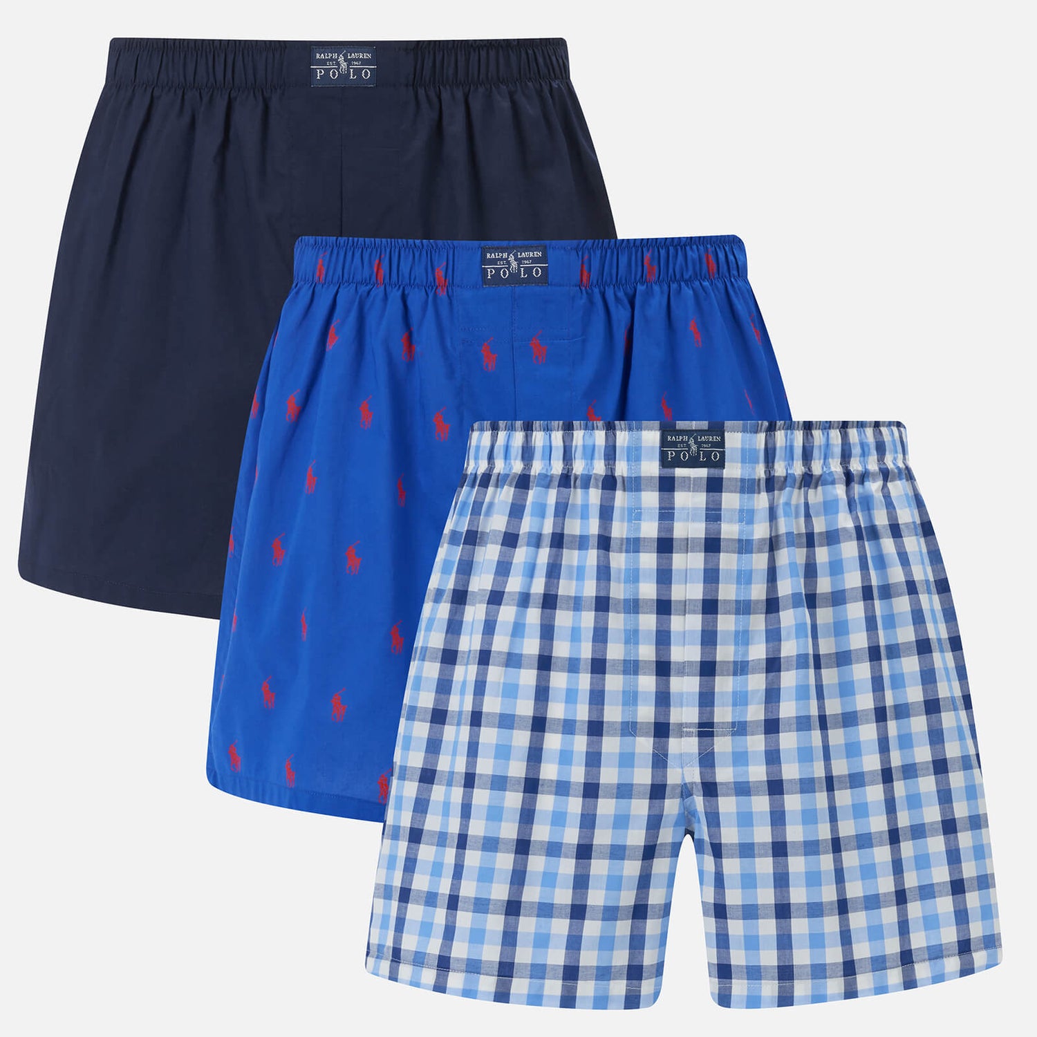 Polo Ralph Lauren Men's 3 Pack Woven Boxer Shorts - Milton Plaid/Navy ...