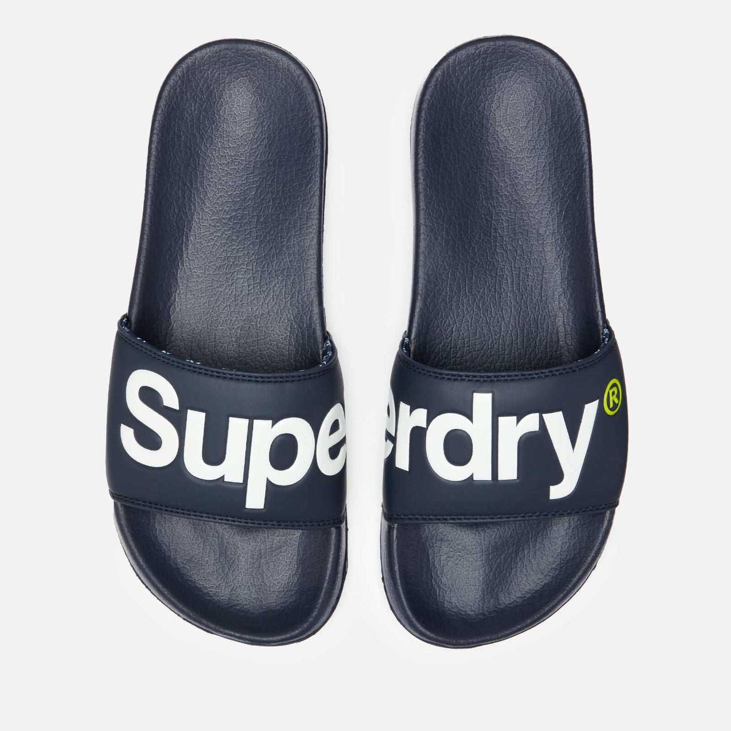 Superdry Men s Pool Slide Sandals Dark Navy Optic White Fluro Lime TheHut