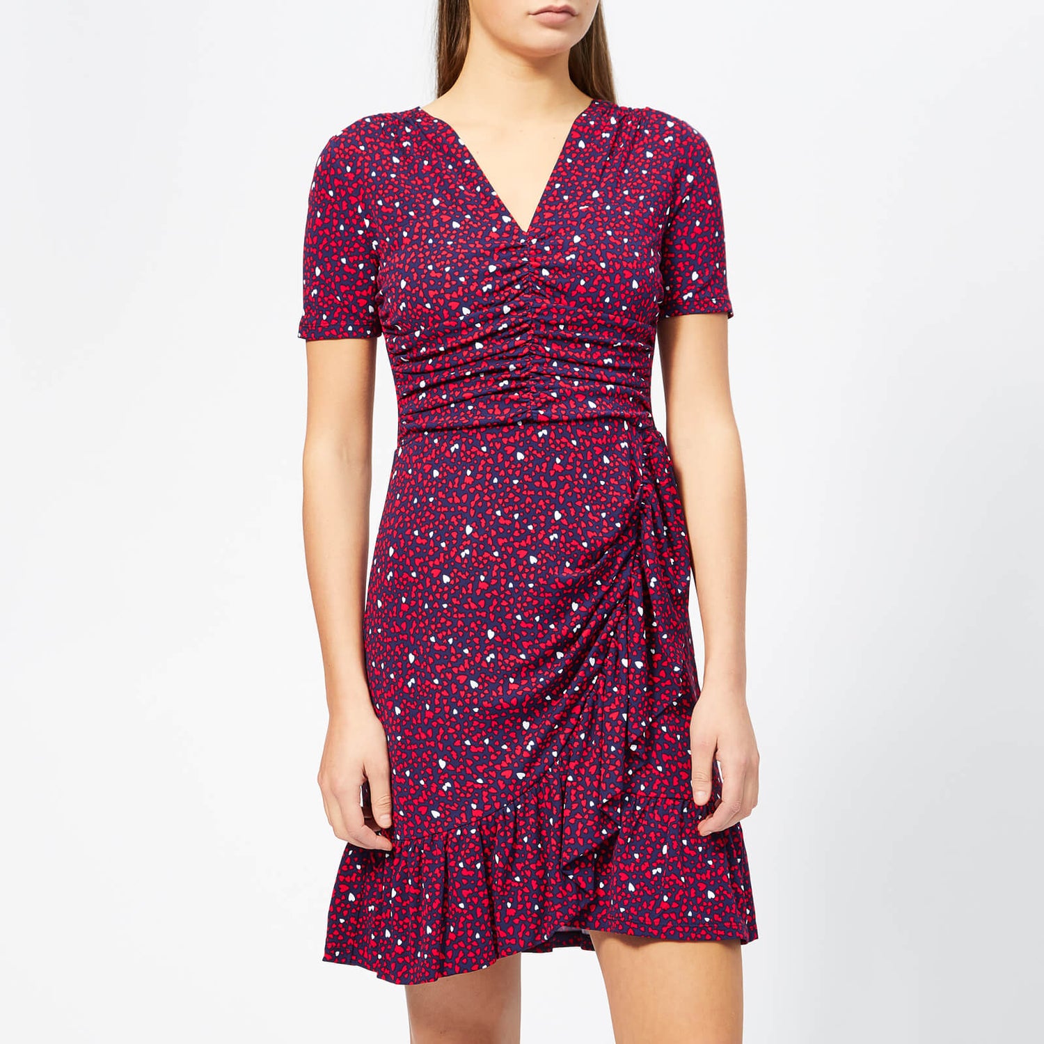 MICHAEL MICHAEL KORS Women s Heart Rouched V Neck Dress True Navy Scarlett TheHut