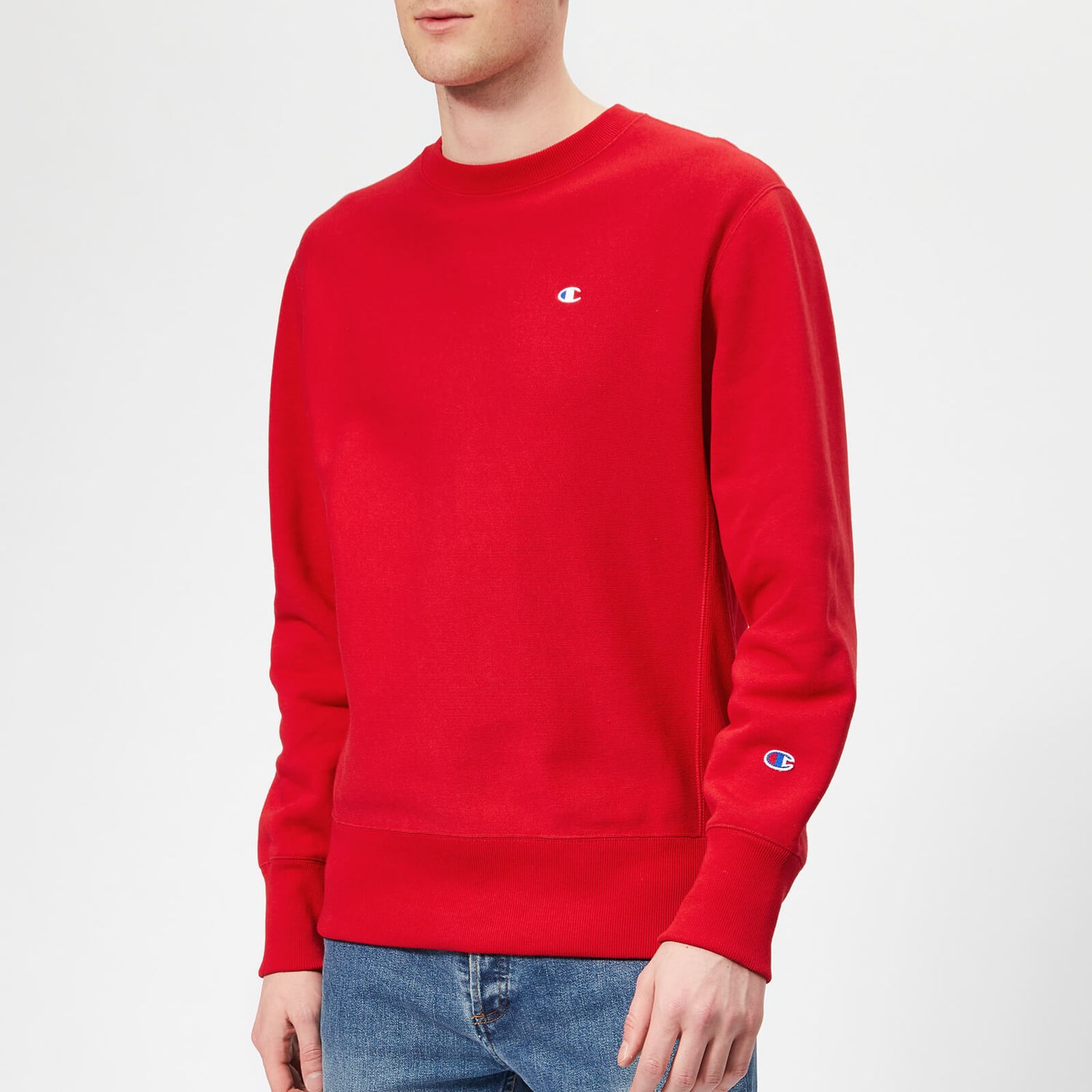 Champion Men s Crew Neck Sweatshirt Red TheHut