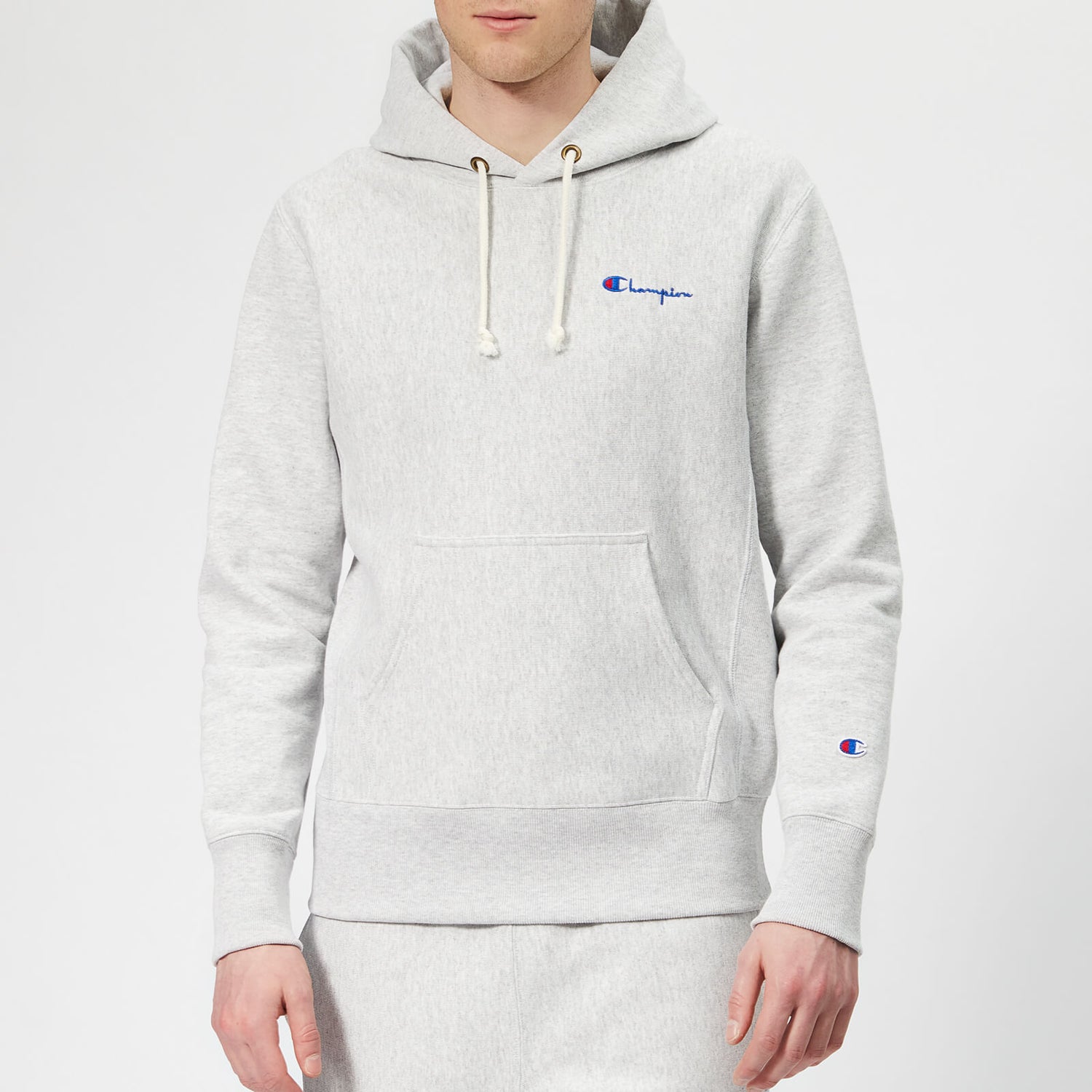 Grey champion hoodie small logo Clearance