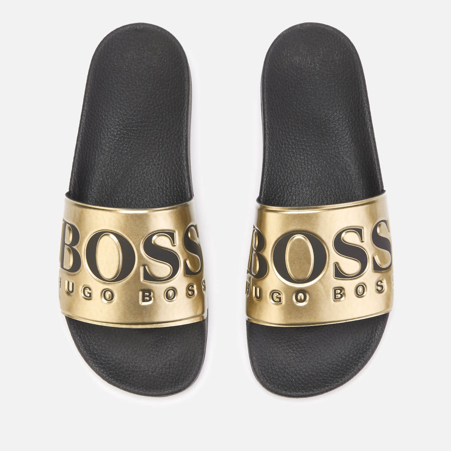 Hugo boss sliders gold hot sale