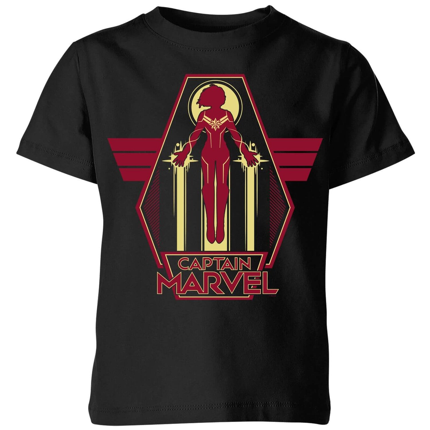 Captain Marvel Flying Warrior Kids T Shirt Black Clothing