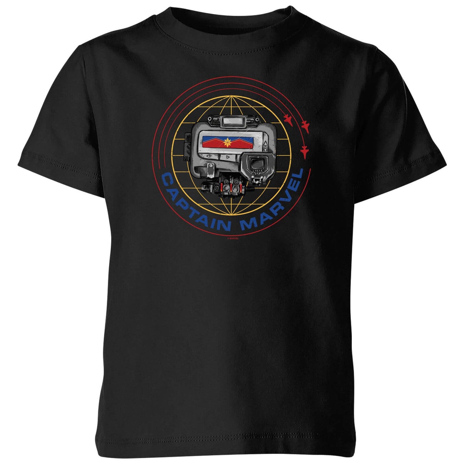Captain Marvel Pager Kids T Shirt Black 3 4 Years