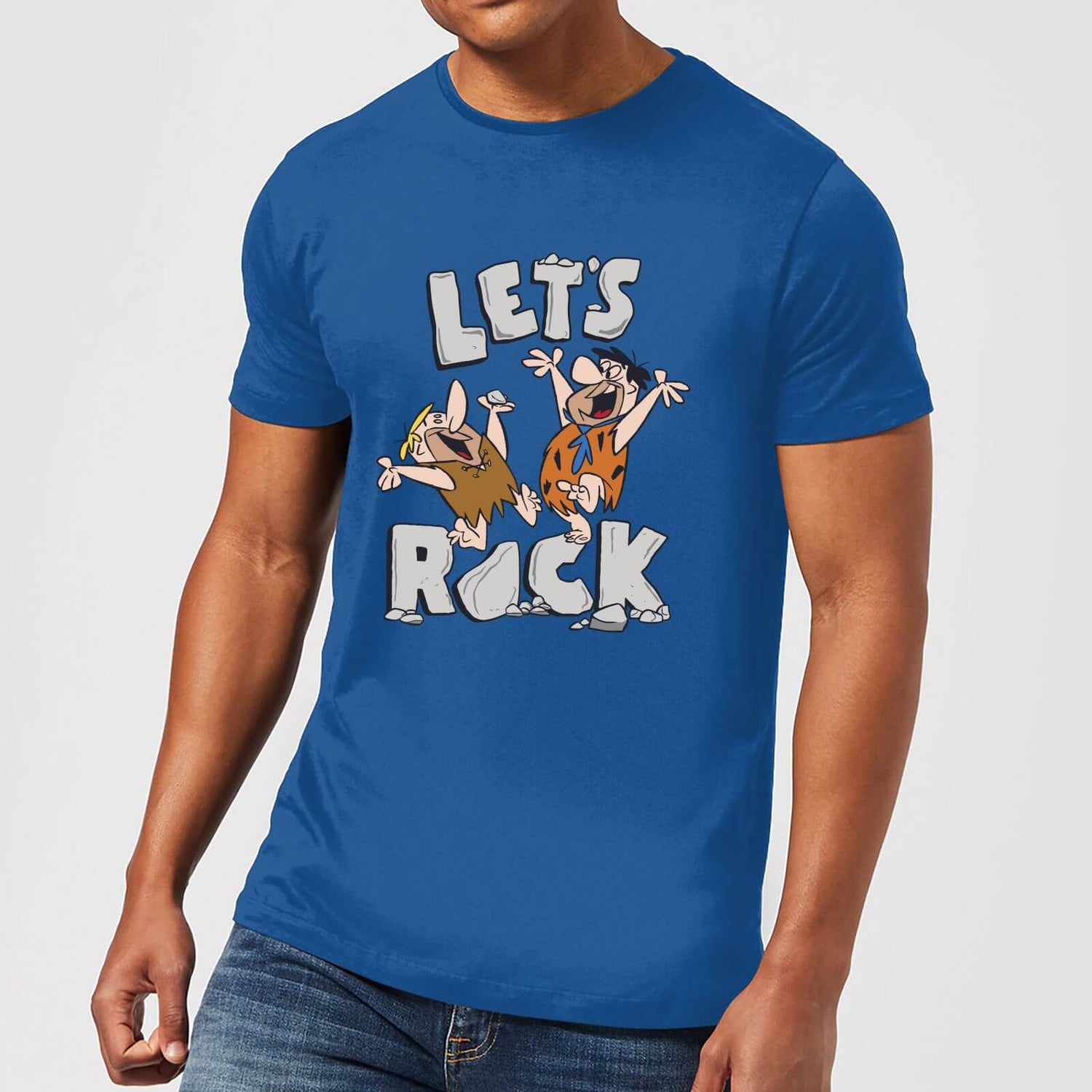 The Flintstones Let's Rock Men's T-Shirt Royal Blue Clothing