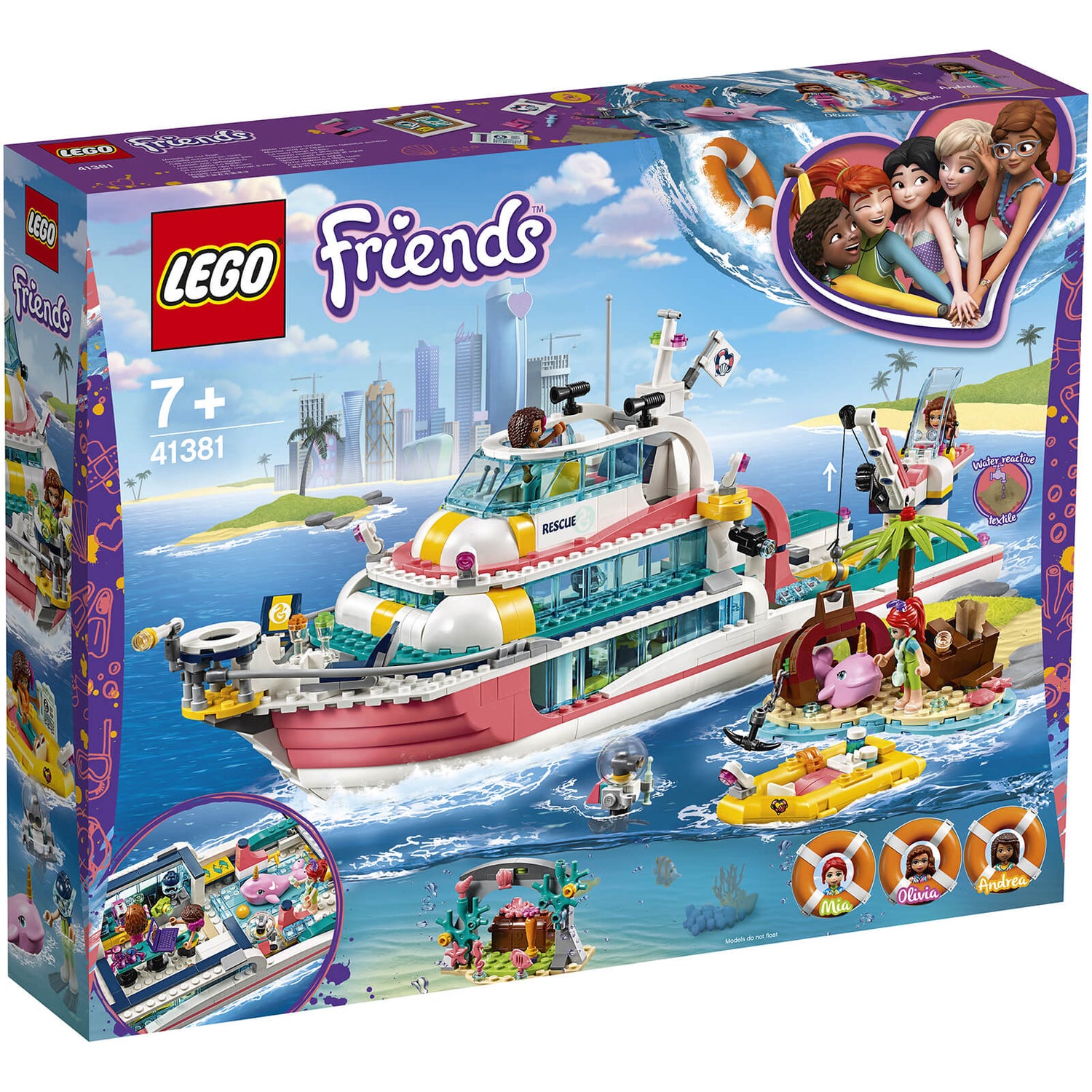 LEGO 41381 Friends Rescue Mission Boat Toy Sea Life Set Building Xmas New Gift 
